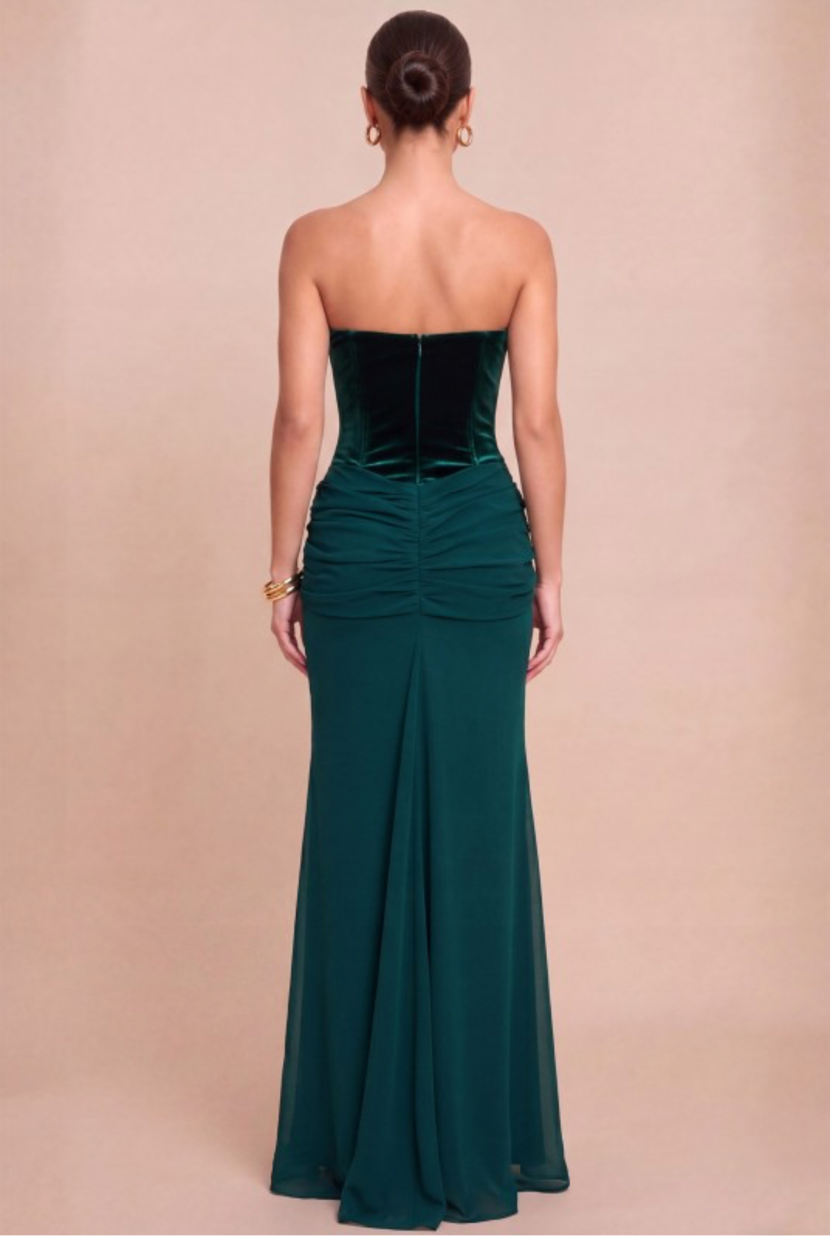 Emerald Velvet Draped Dress