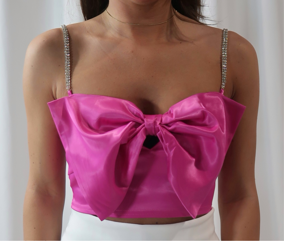 Magenta Bow Crop Top
