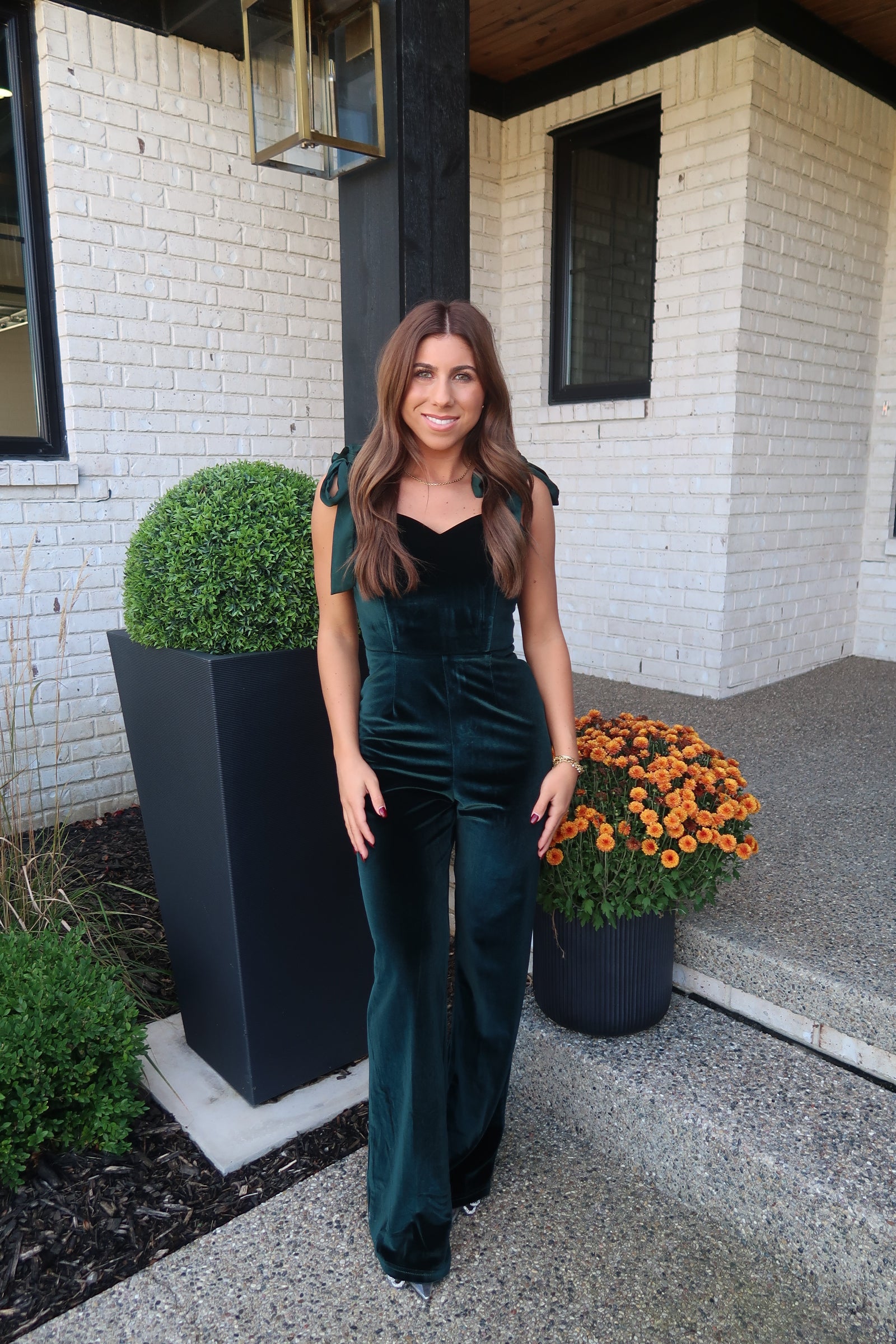 Emerald Green Velvet Jumpsuit Ventitre