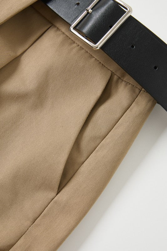 Axel Woven Tan Pleated Pants