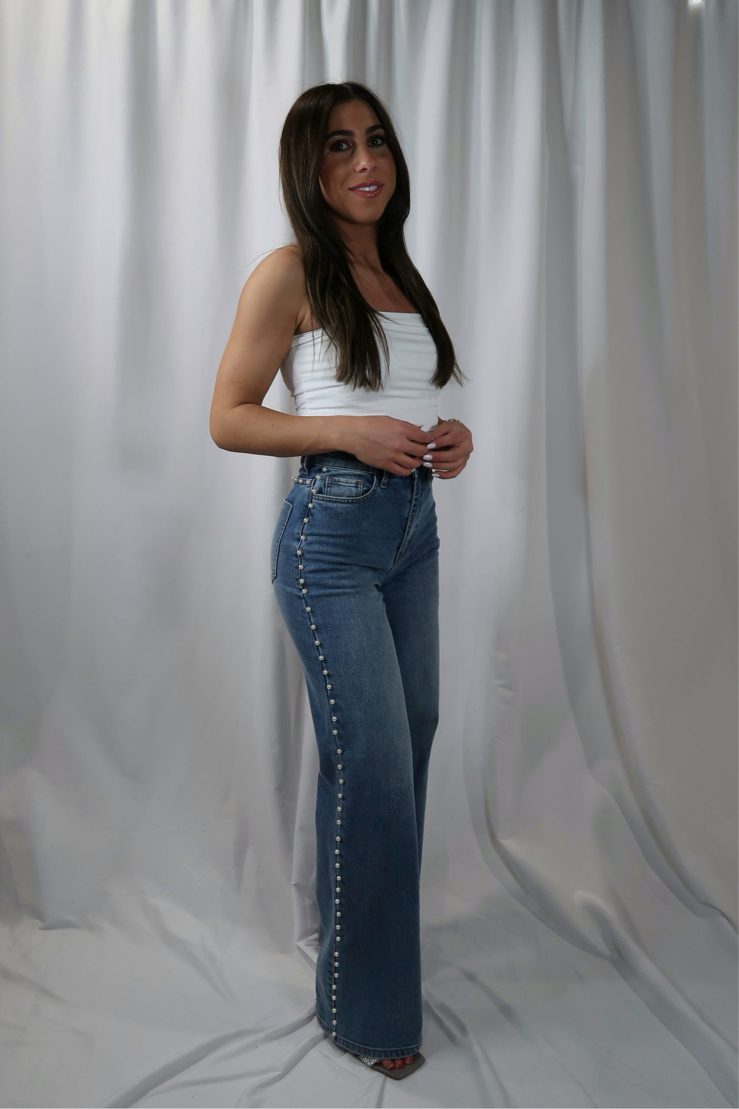 High Rise Pearl Jeans