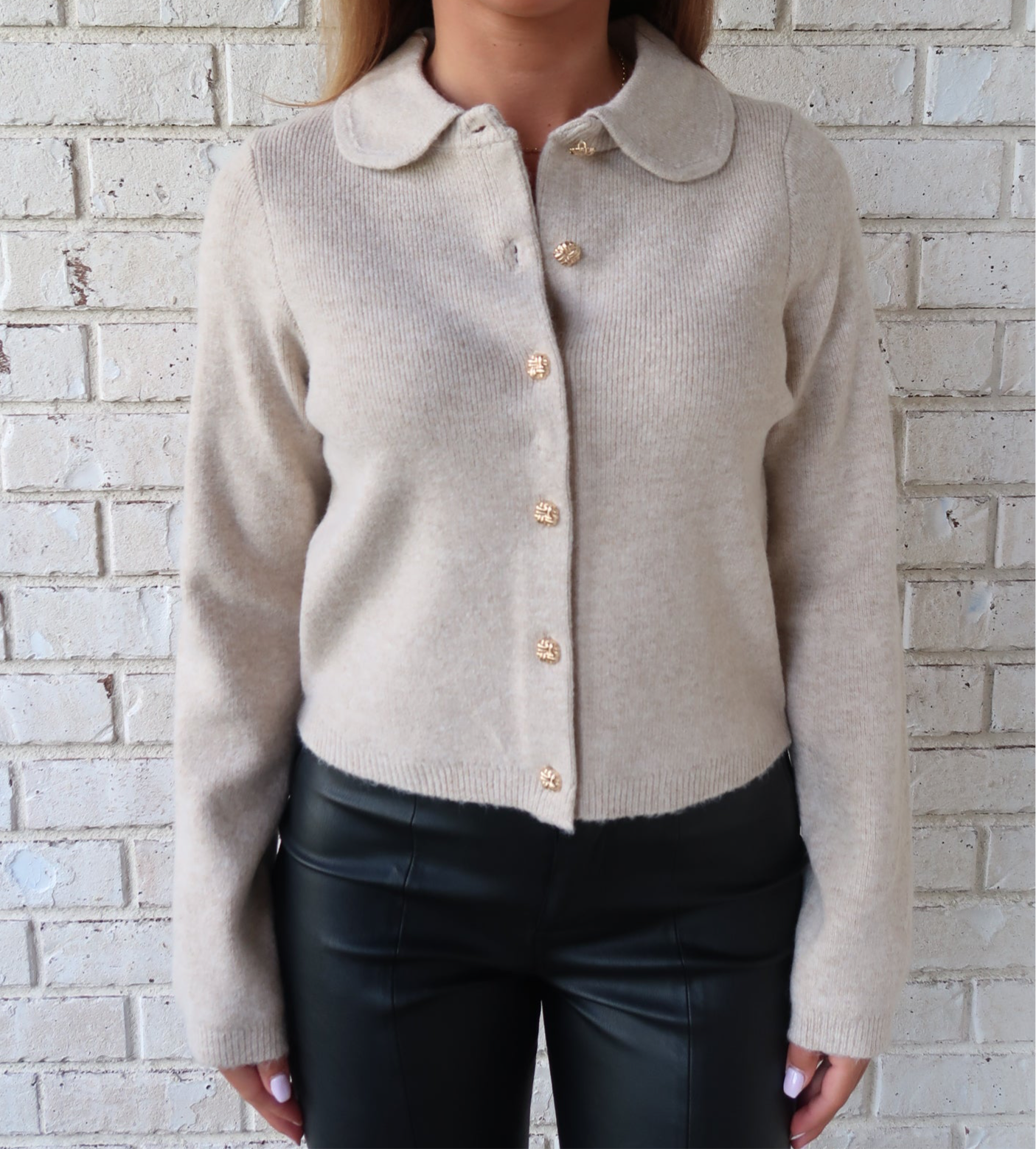 Peter Pan Collar Knit Cardigan