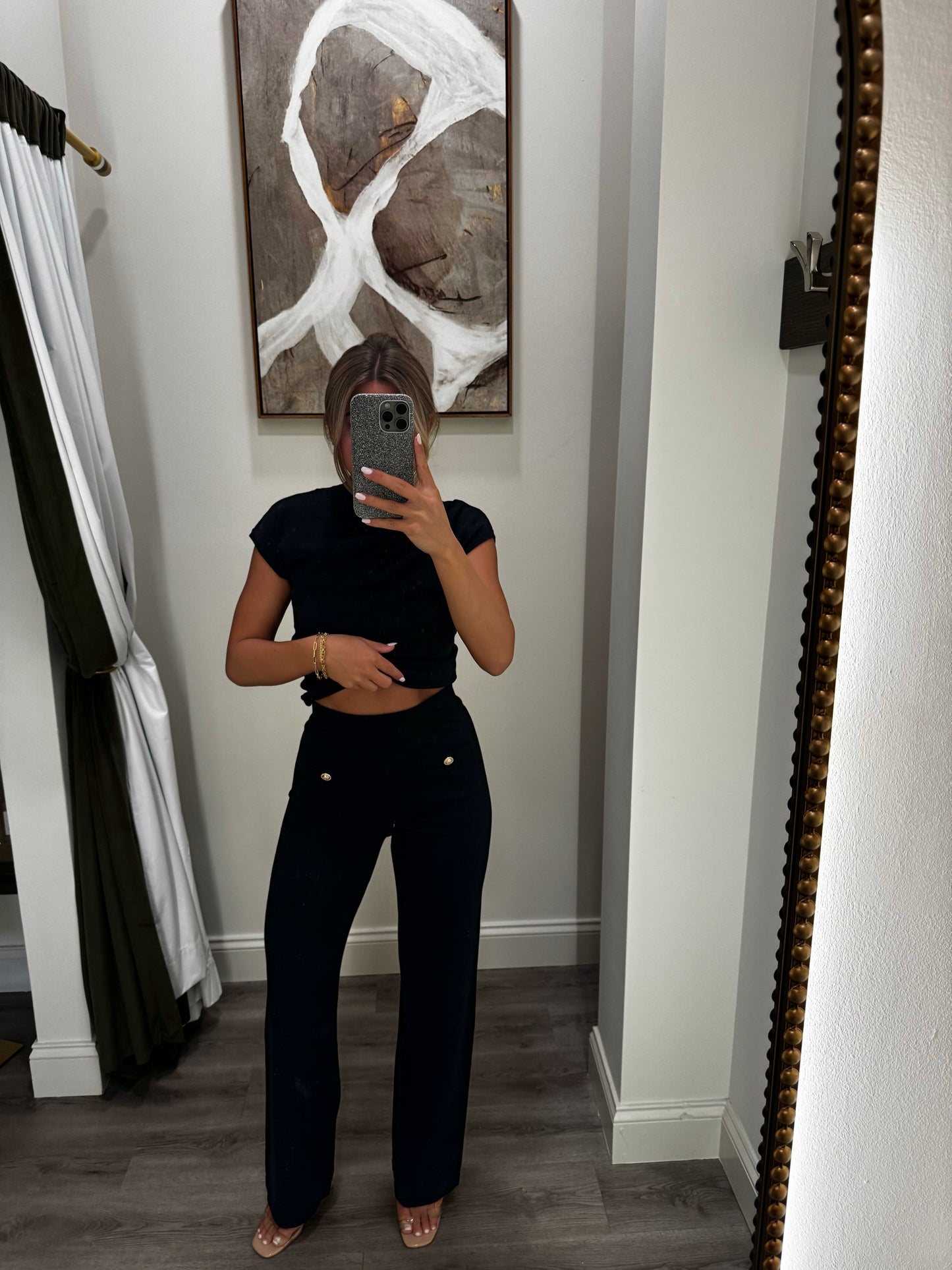 Nora Knit Pleated Pants - Black