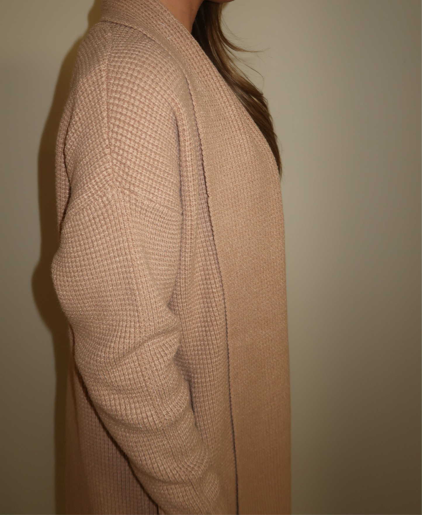 Waffle Knit Cardigan - Camel