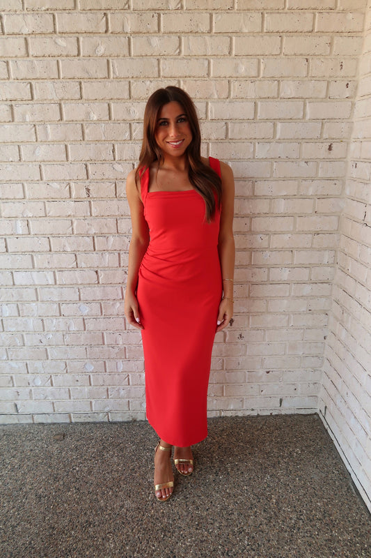 Scarlet Square Neck Midi Dress