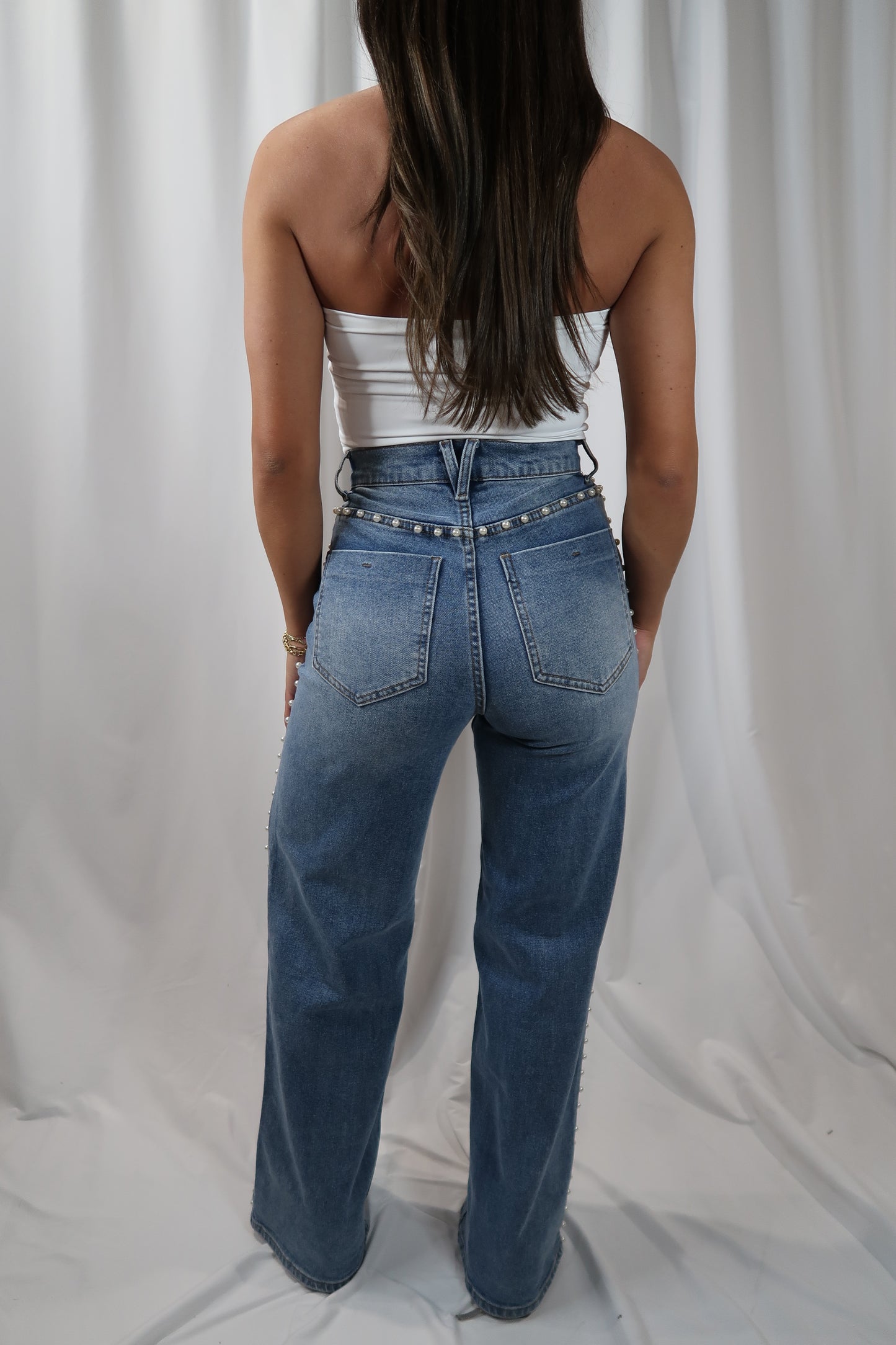 High Rise Pearl Jeans