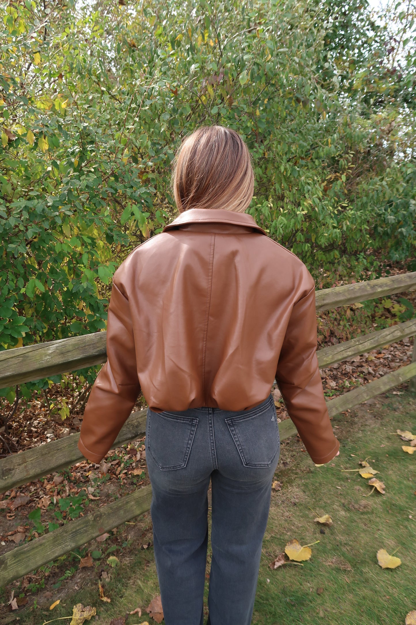 Chestnut Pleated Cropped Jacket