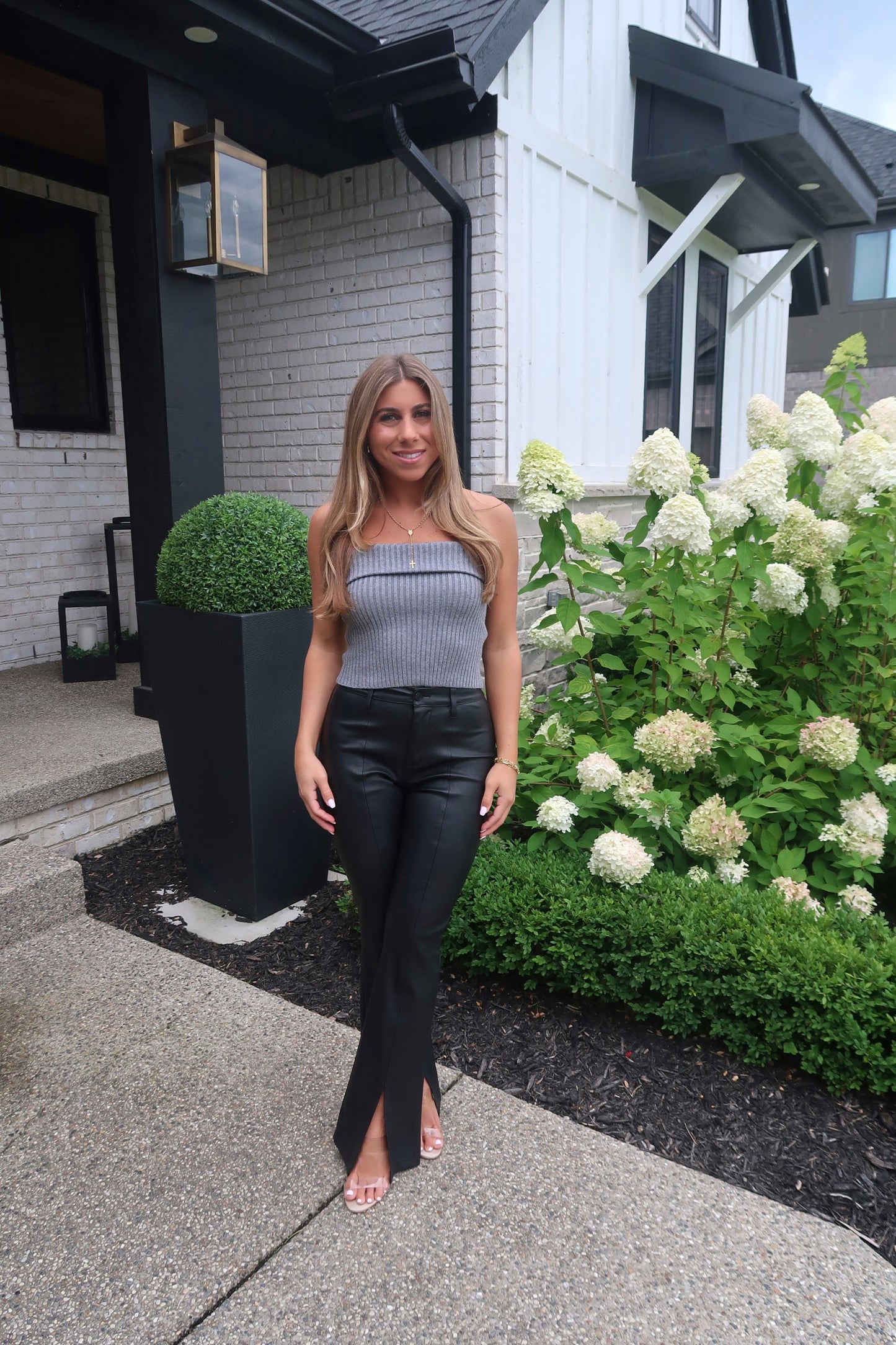 Rib Knit Tube Top - Charcoal