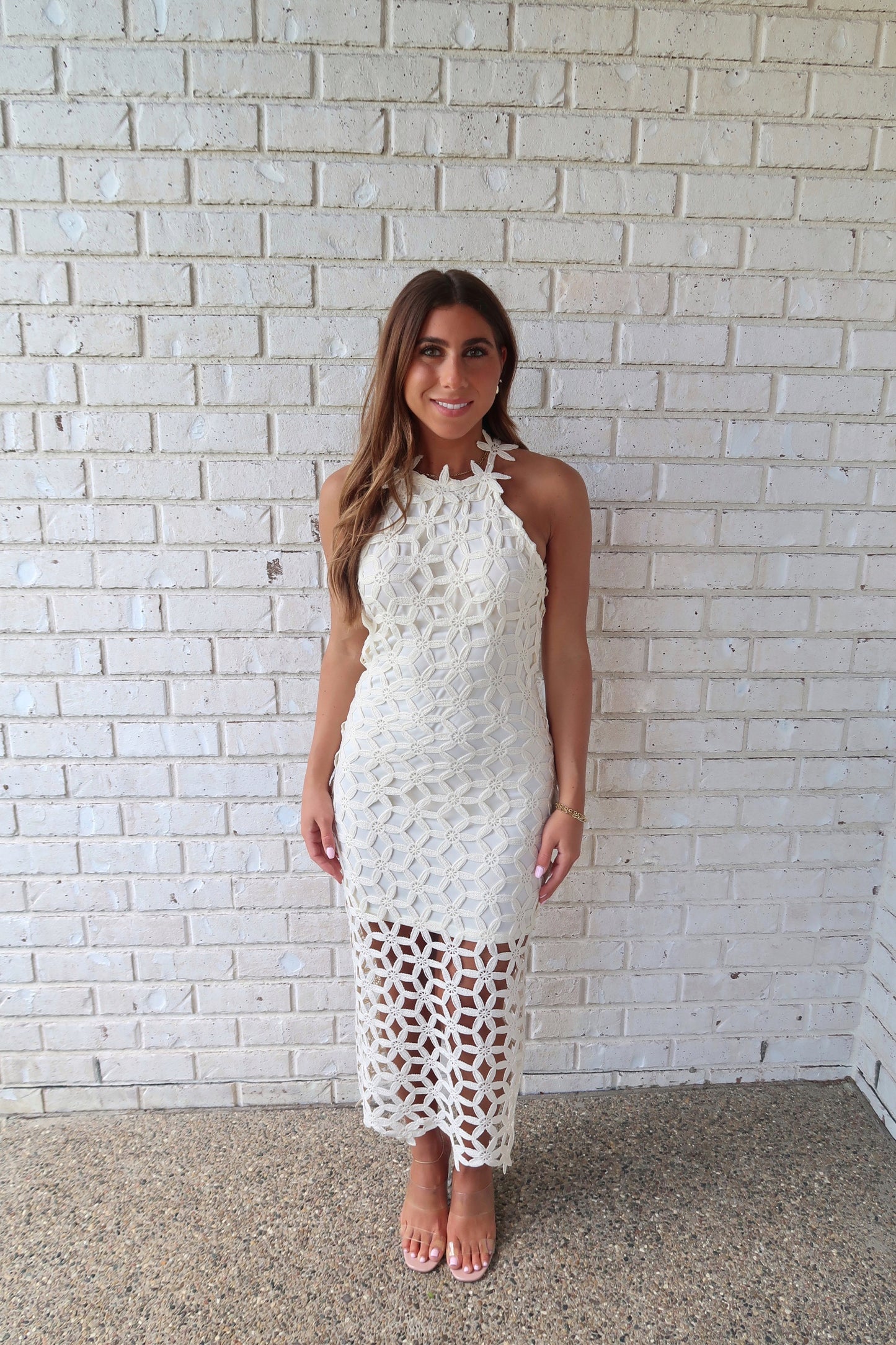 Floral Cream Overlay Dress