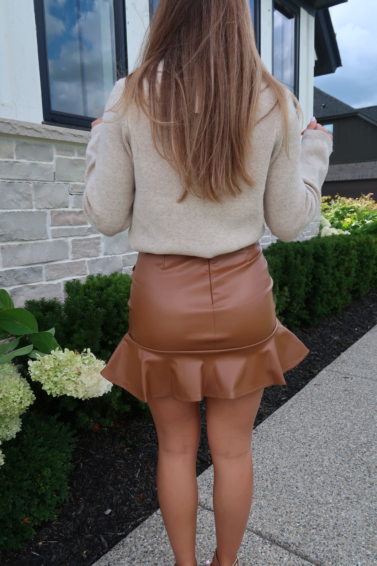 Ruffle Wrapped Mini Skirt - Camel
