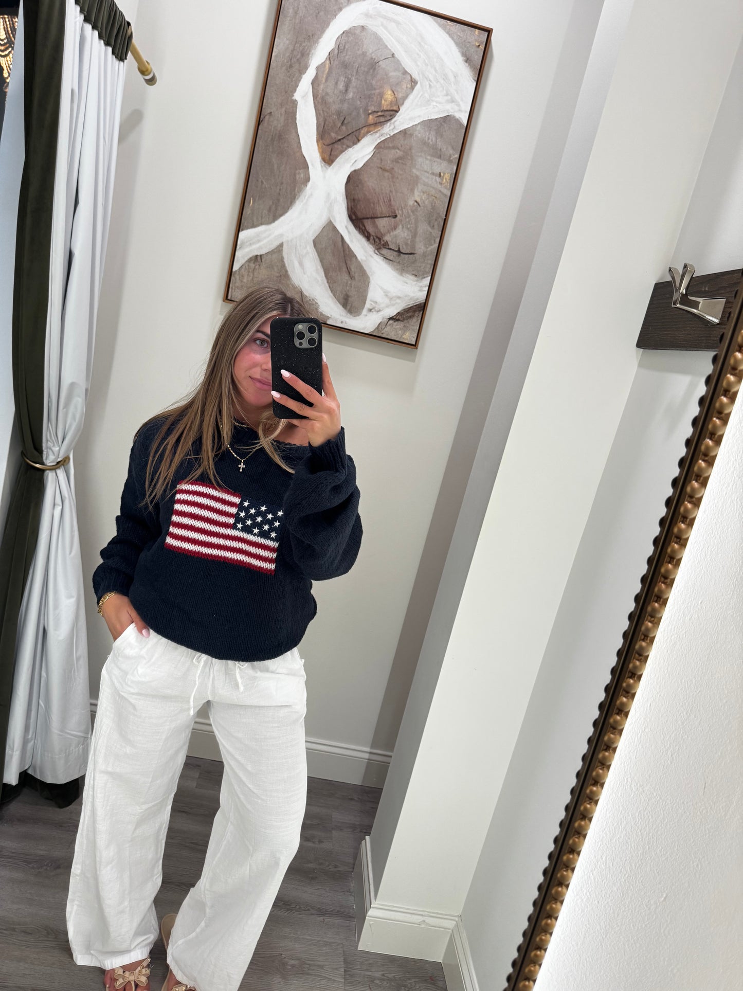 Navy American Flag Sweater