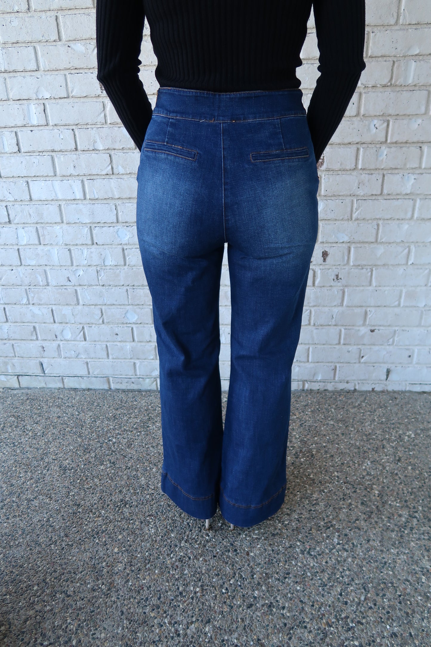 High Rise Gold Button Jeans