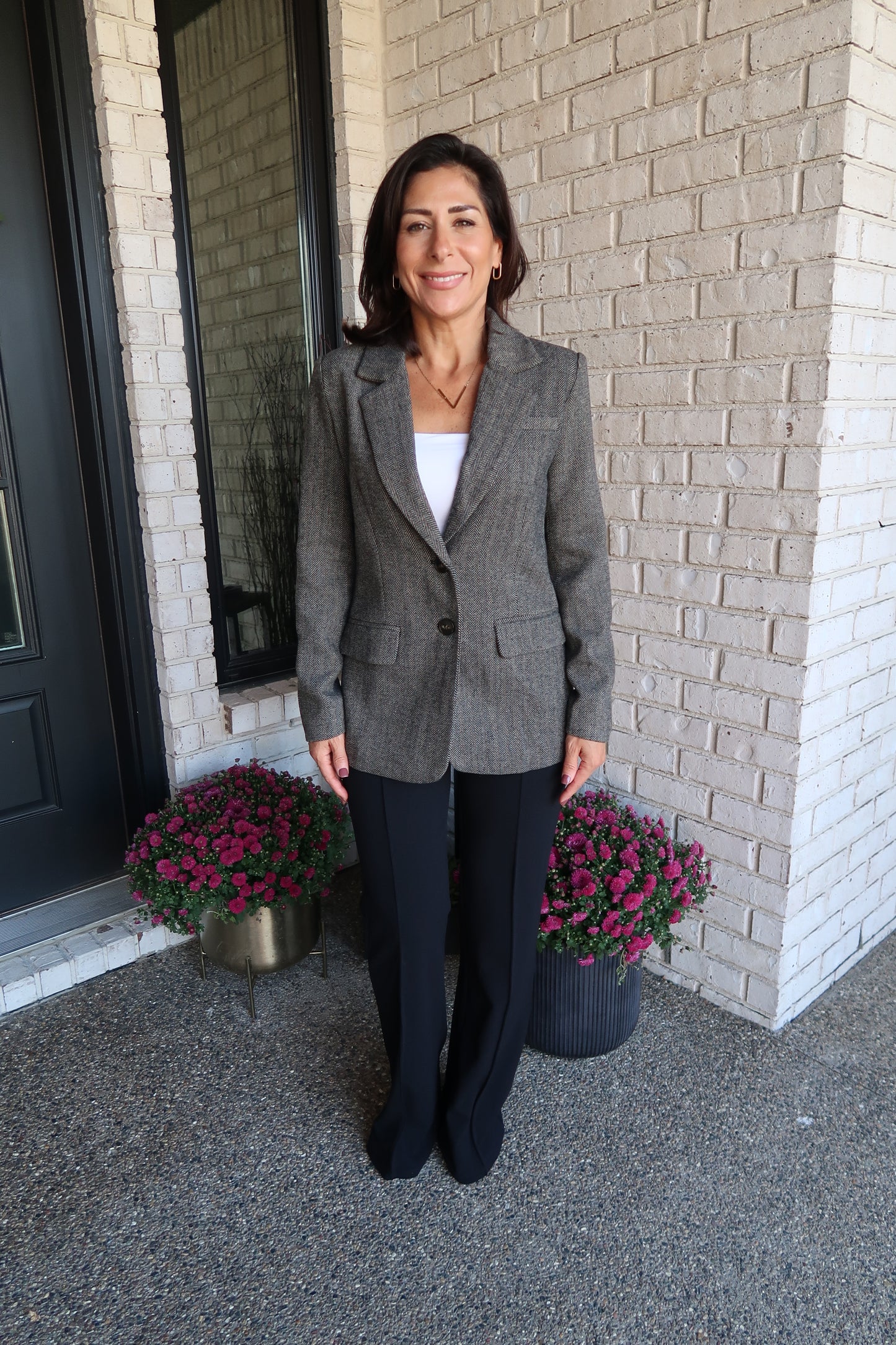 Classic Herringbone Blazer