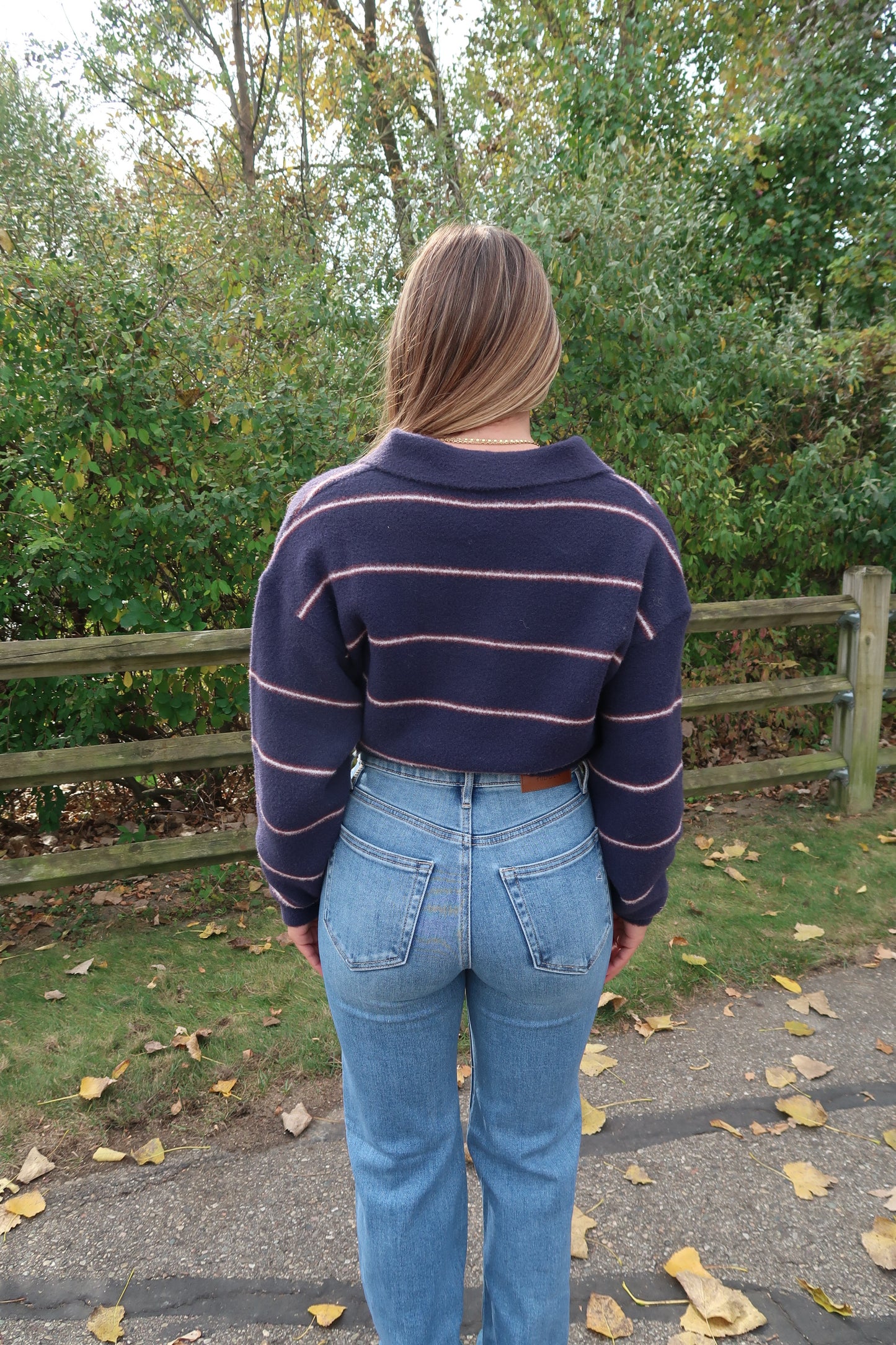 Midnight Stripe Collared Sweater