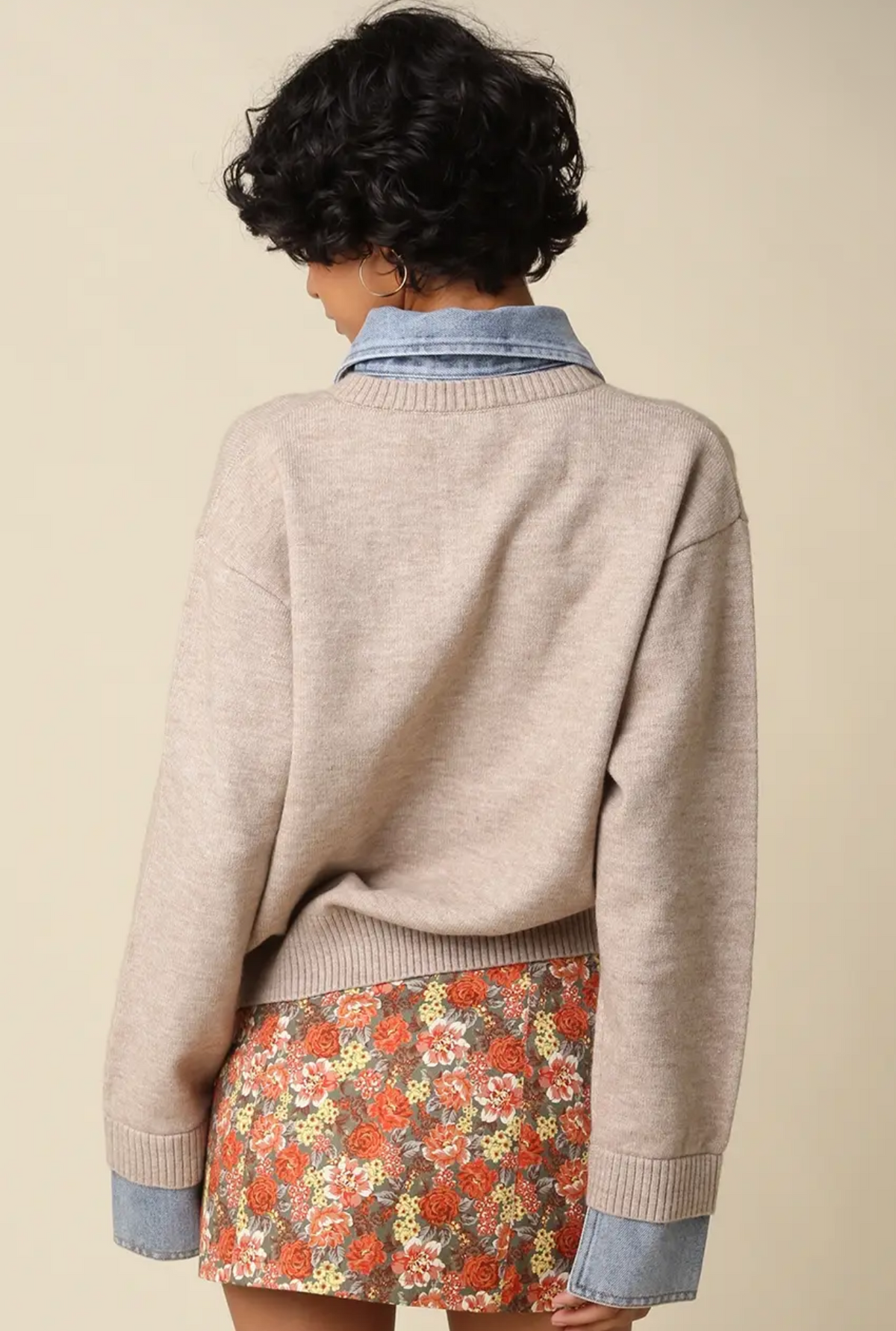 Emily Contrast Denim Top