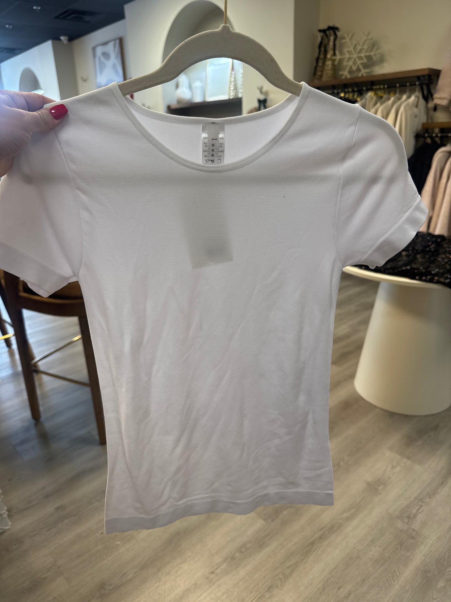 White Seamless Round Neck Tee