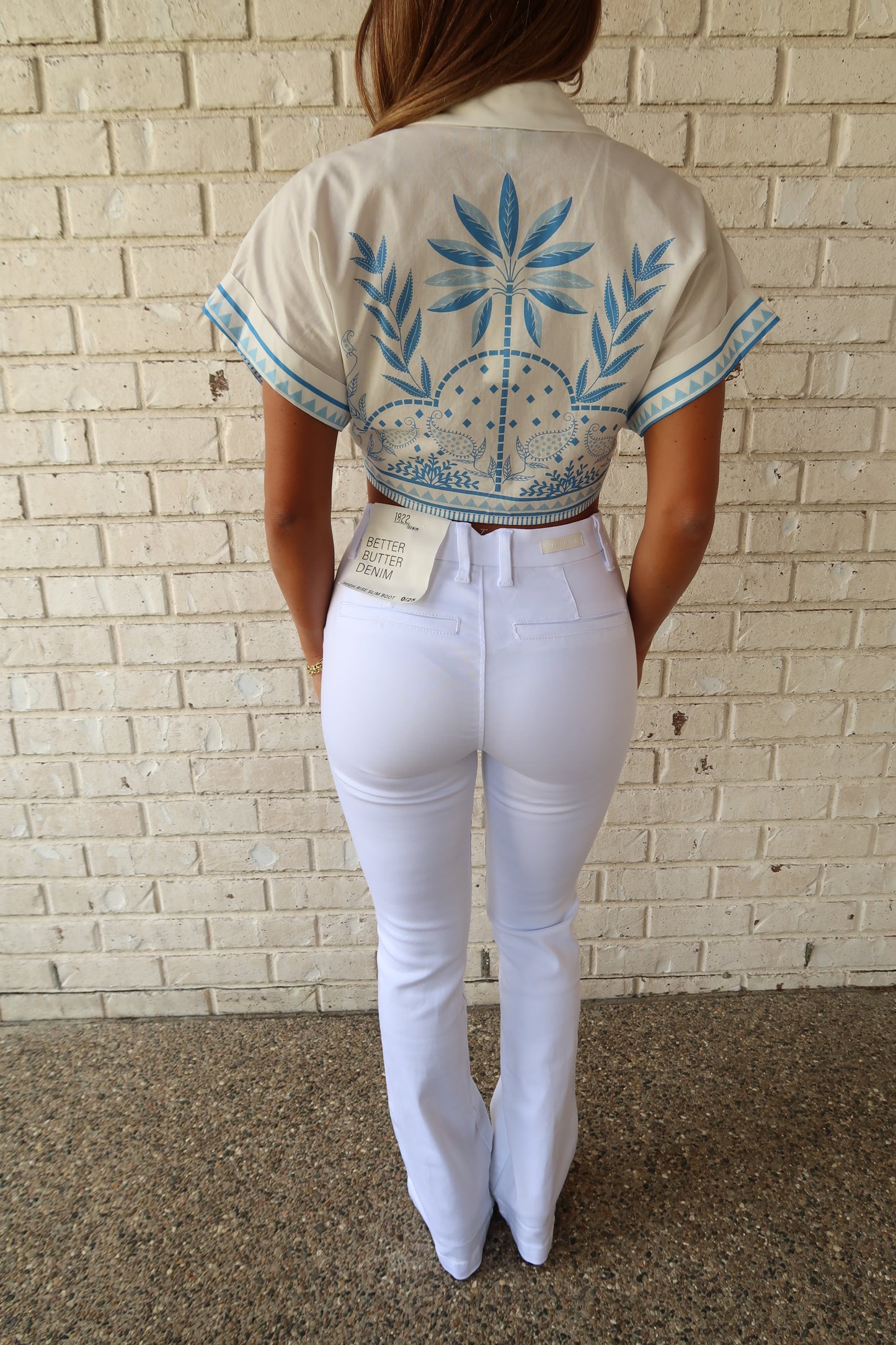 Slim Boot White Pants