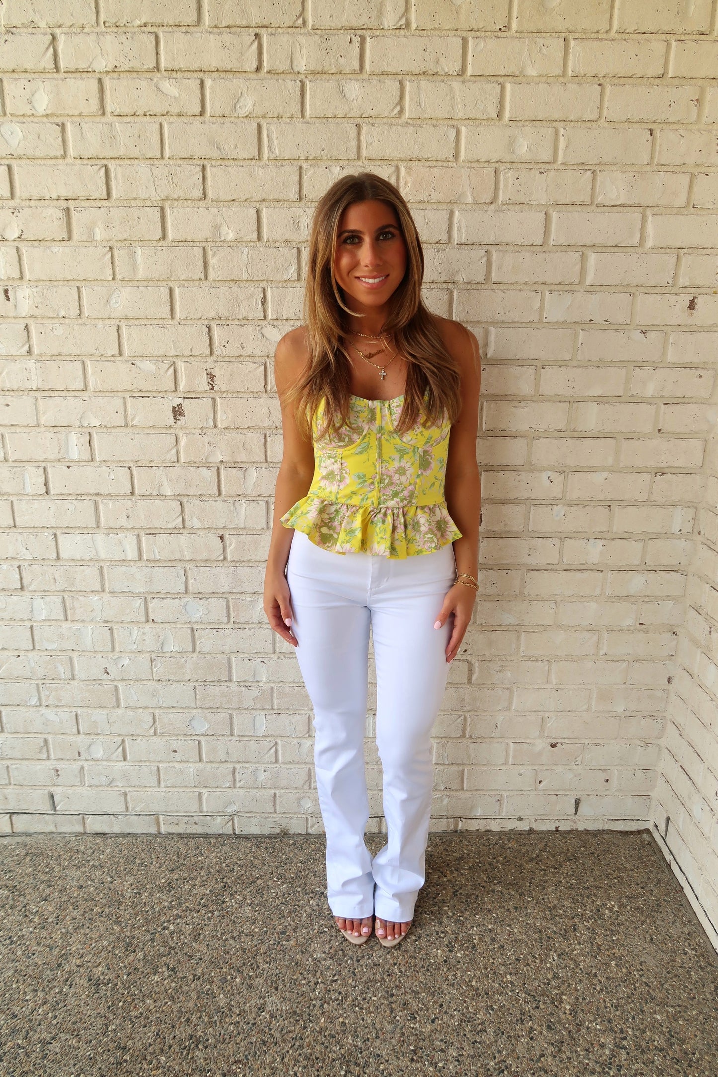 Slim Boot White Pants