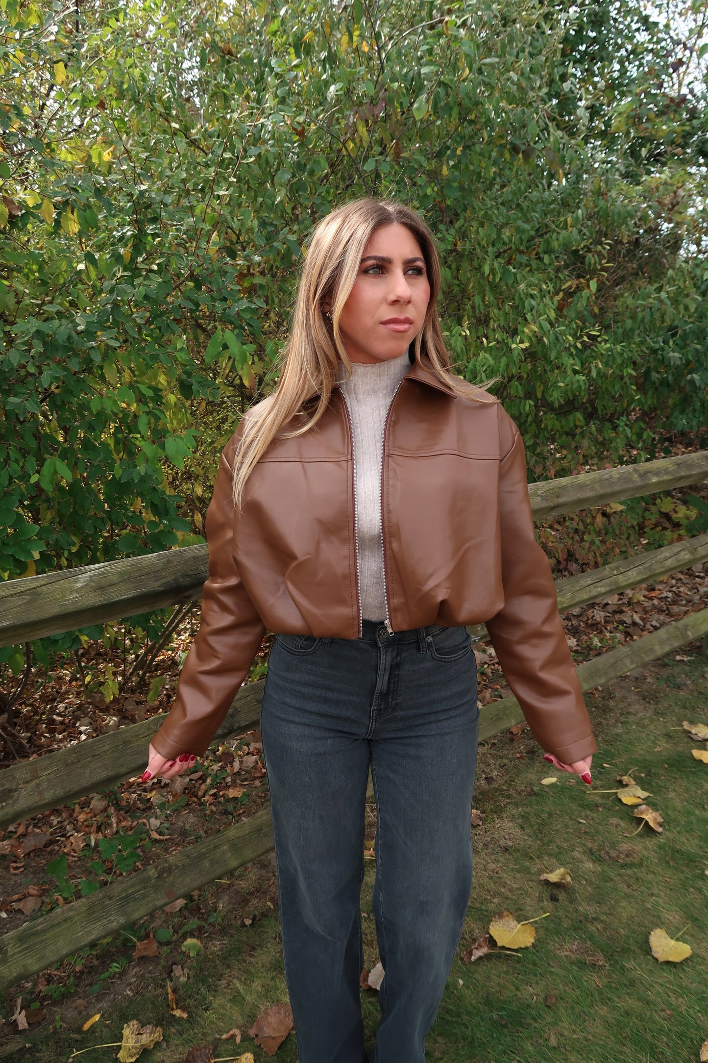 Chestnut Pleated Cropped Jacket