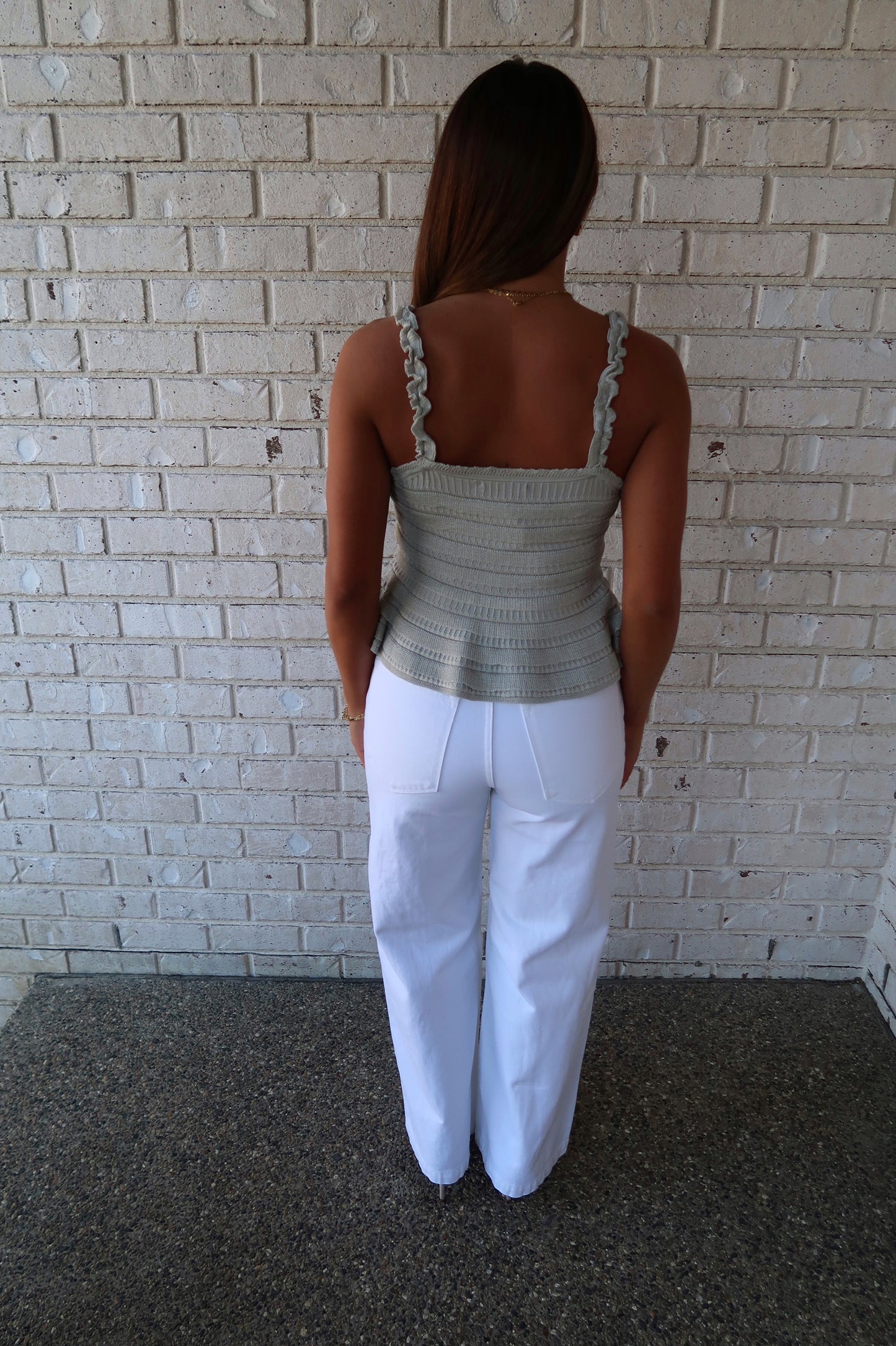 Mint Ruffled Peplum Top