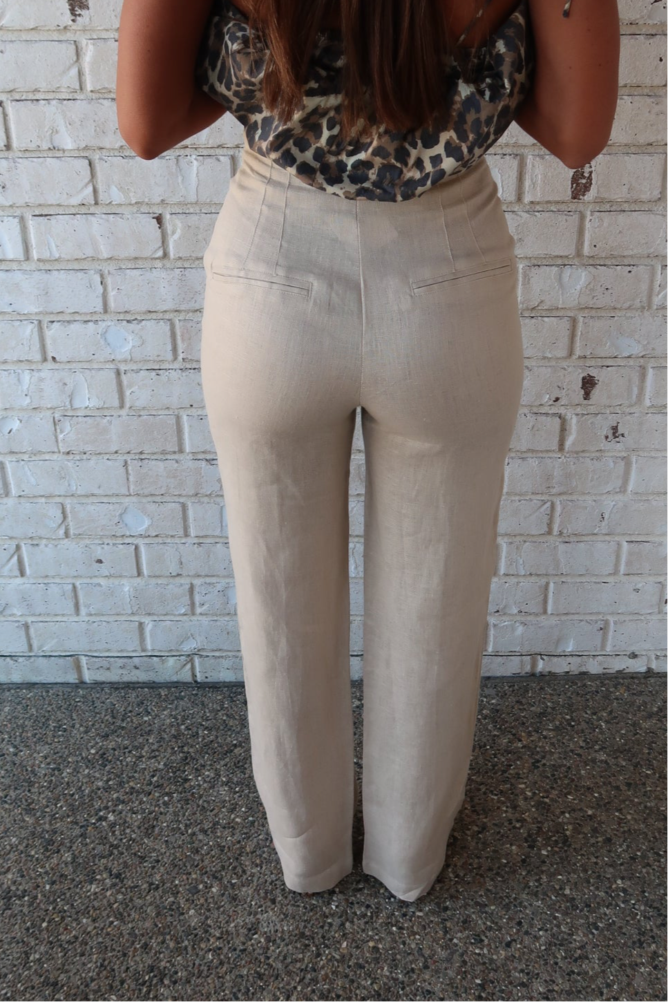 Sand High Rise Linen Pants