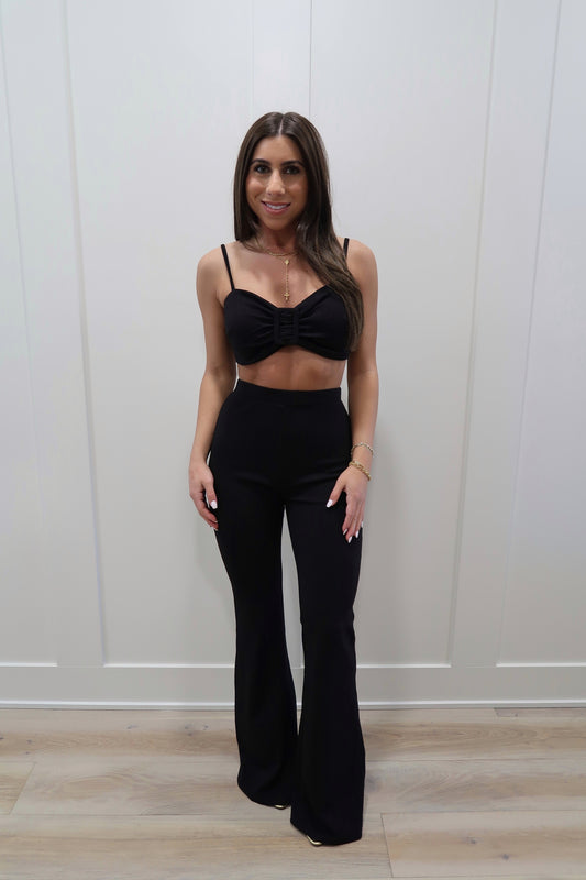 Stretch Knit Bell Bottom Pants