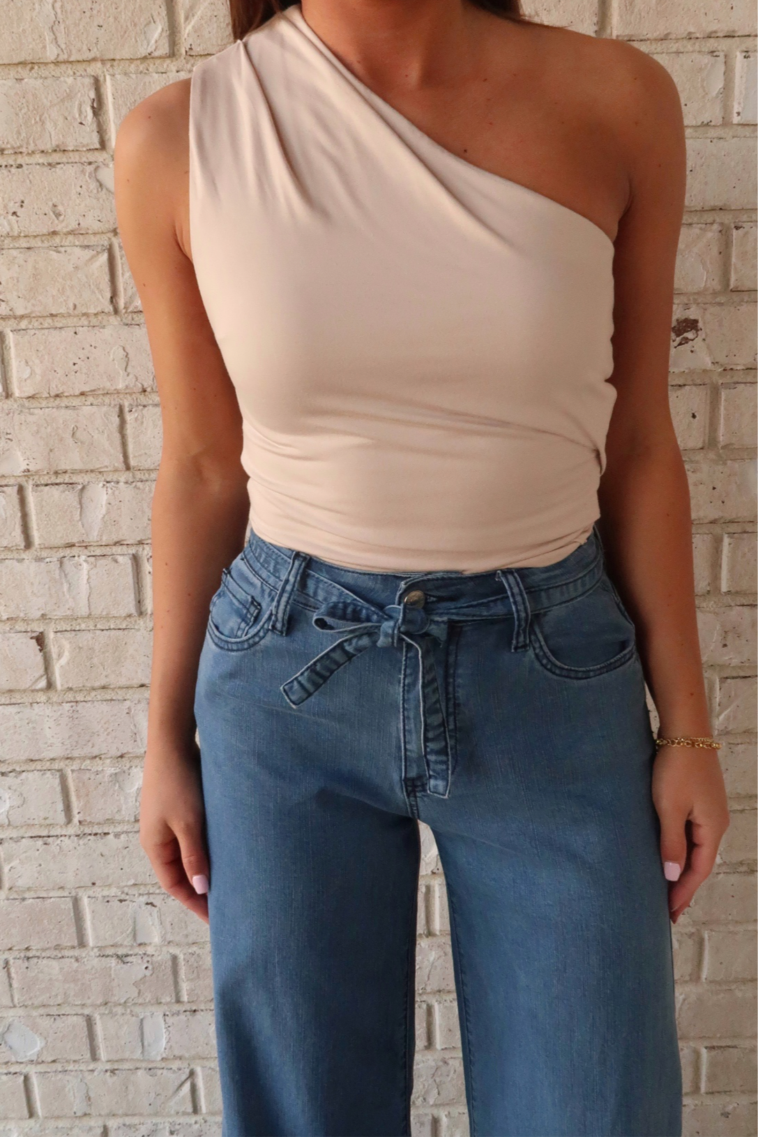 Asymmetrical Ruched Top - Sand