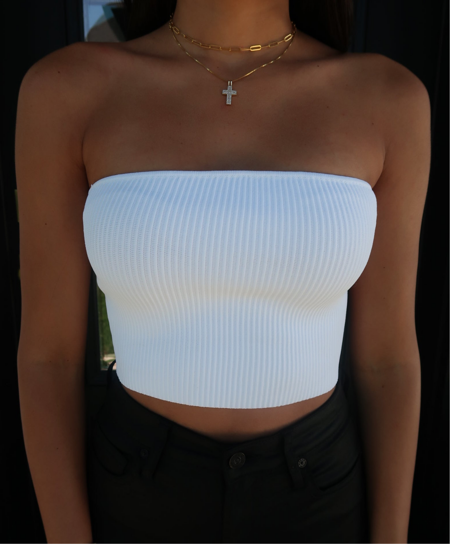 Sculpt Knit Tube Top - White