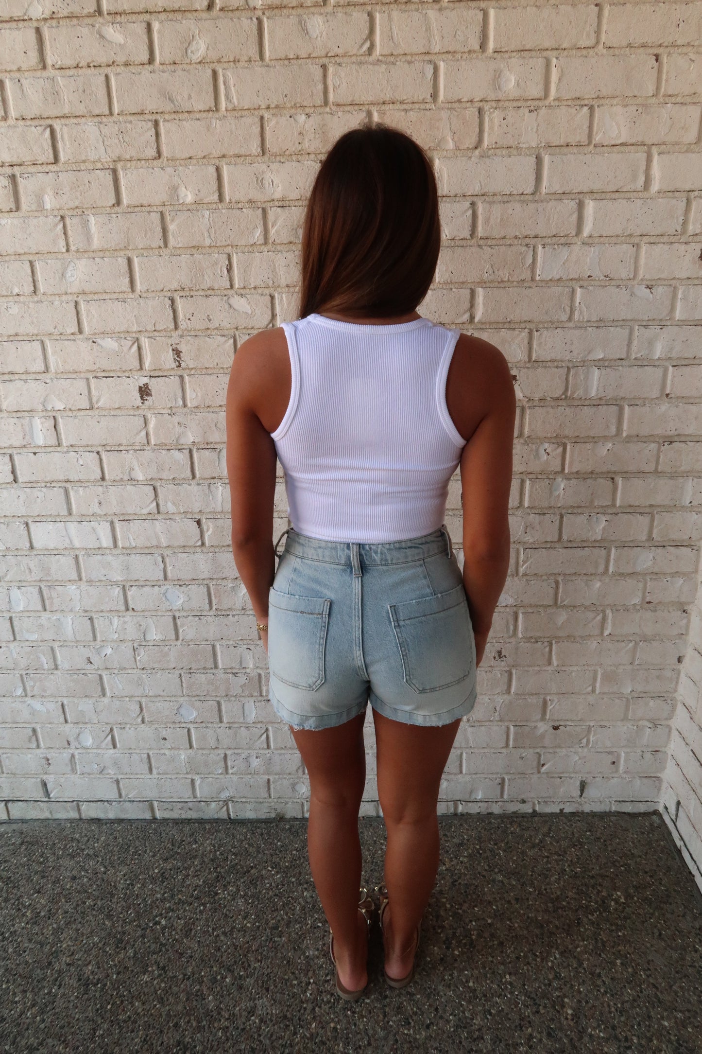Rhinestone Tank Top White