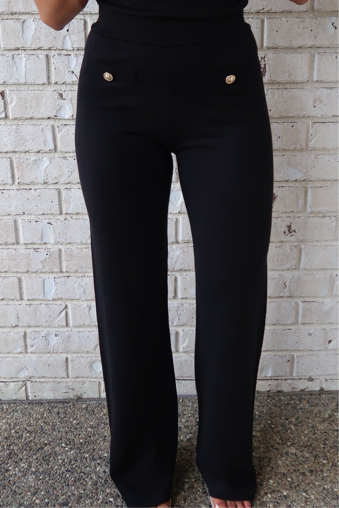 Nora Knit Pleated Pants - Black
