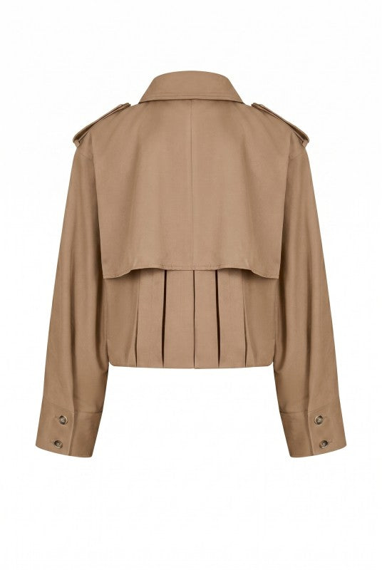 Khaki Woven Bubble Hem Trench Jacket