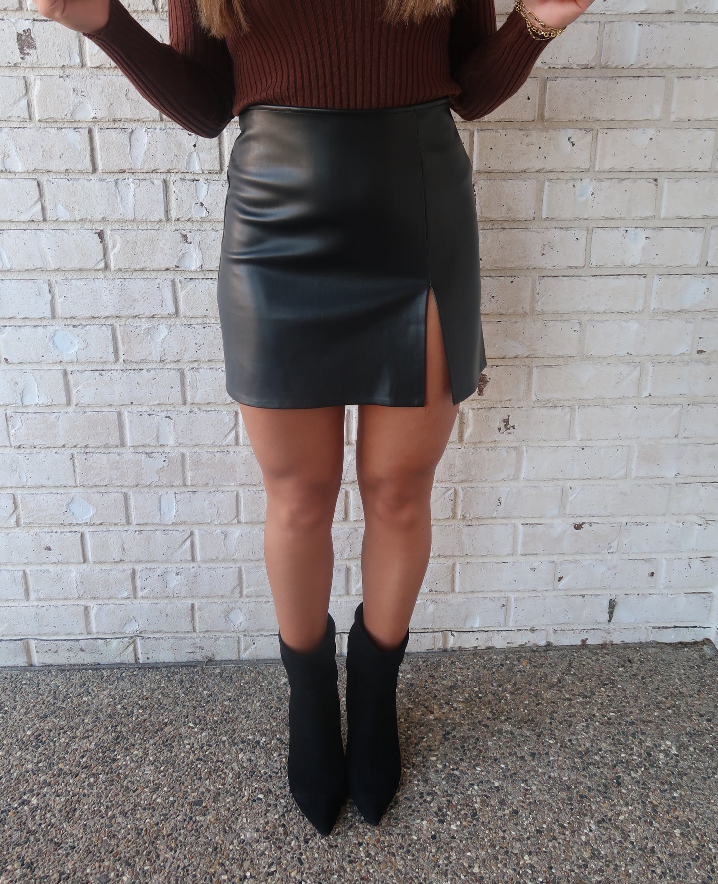 Mini Black Leather Skirt