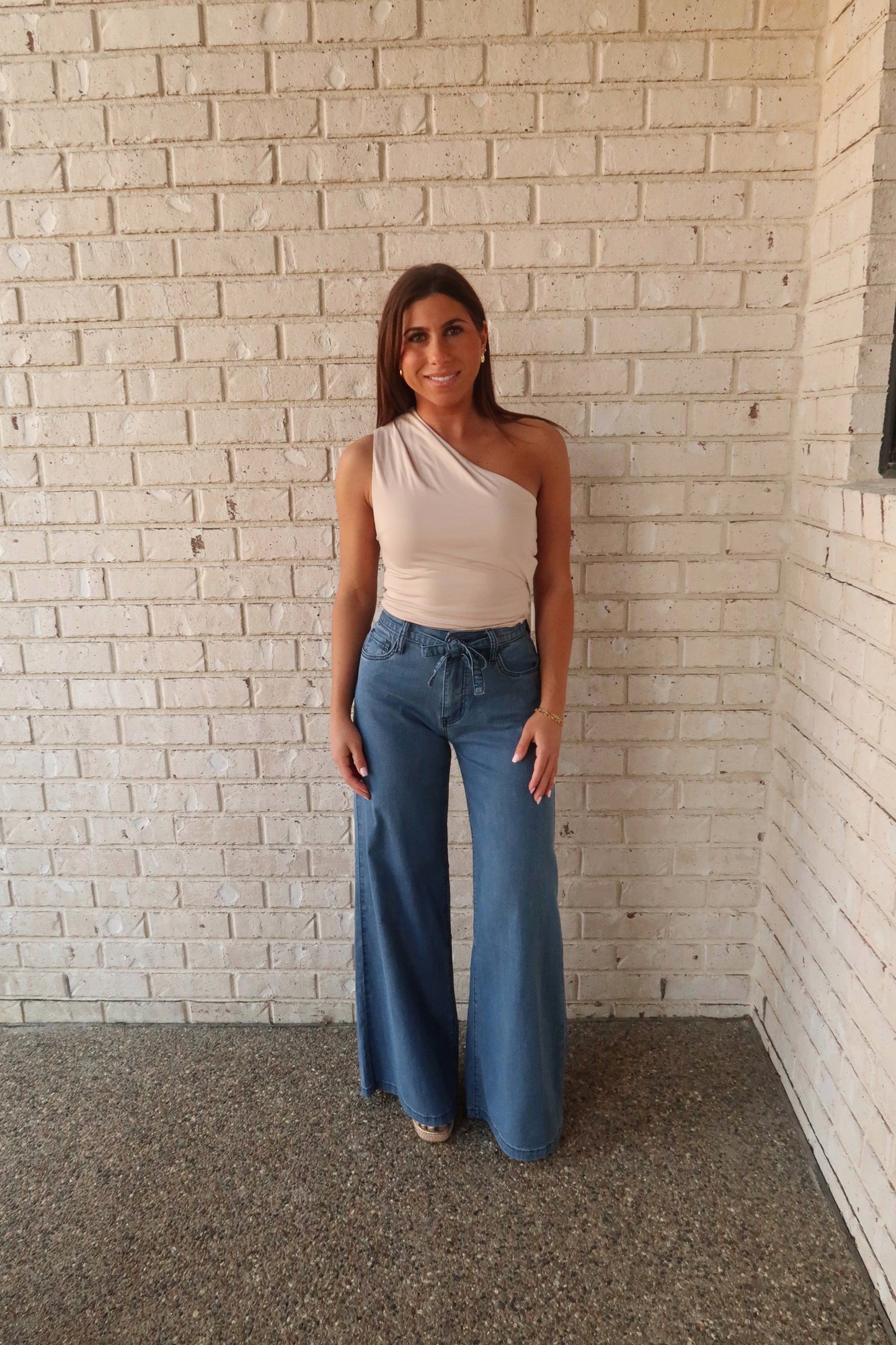 Asymmetrical Ruched Top - Sand