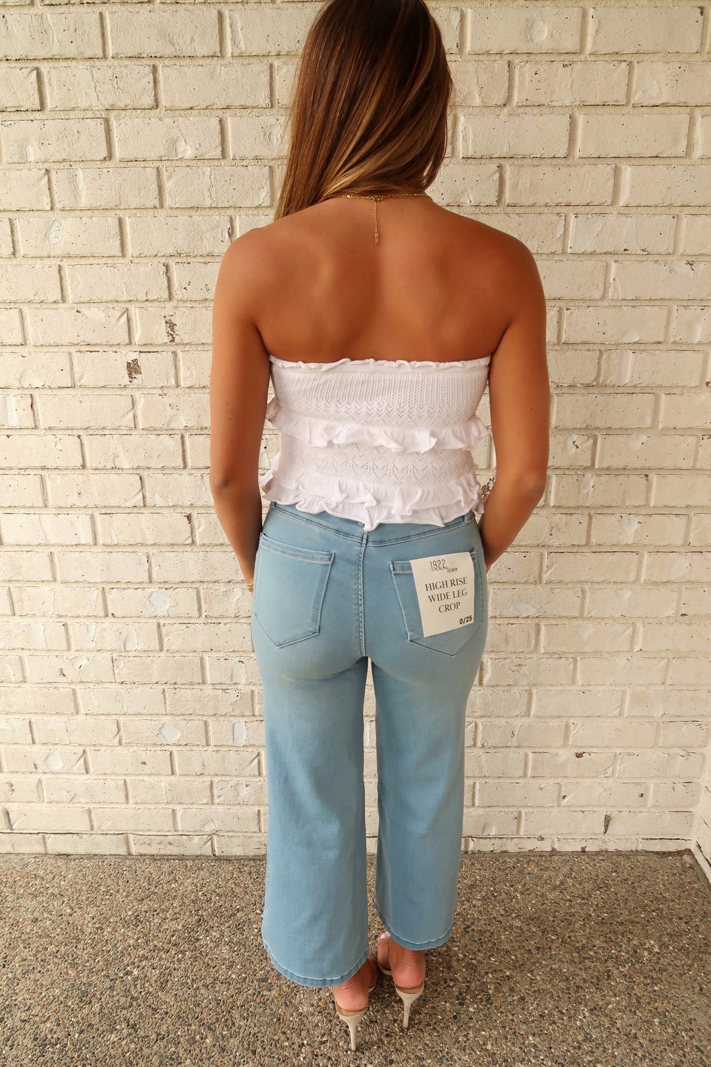 White Crochet Strapless Top