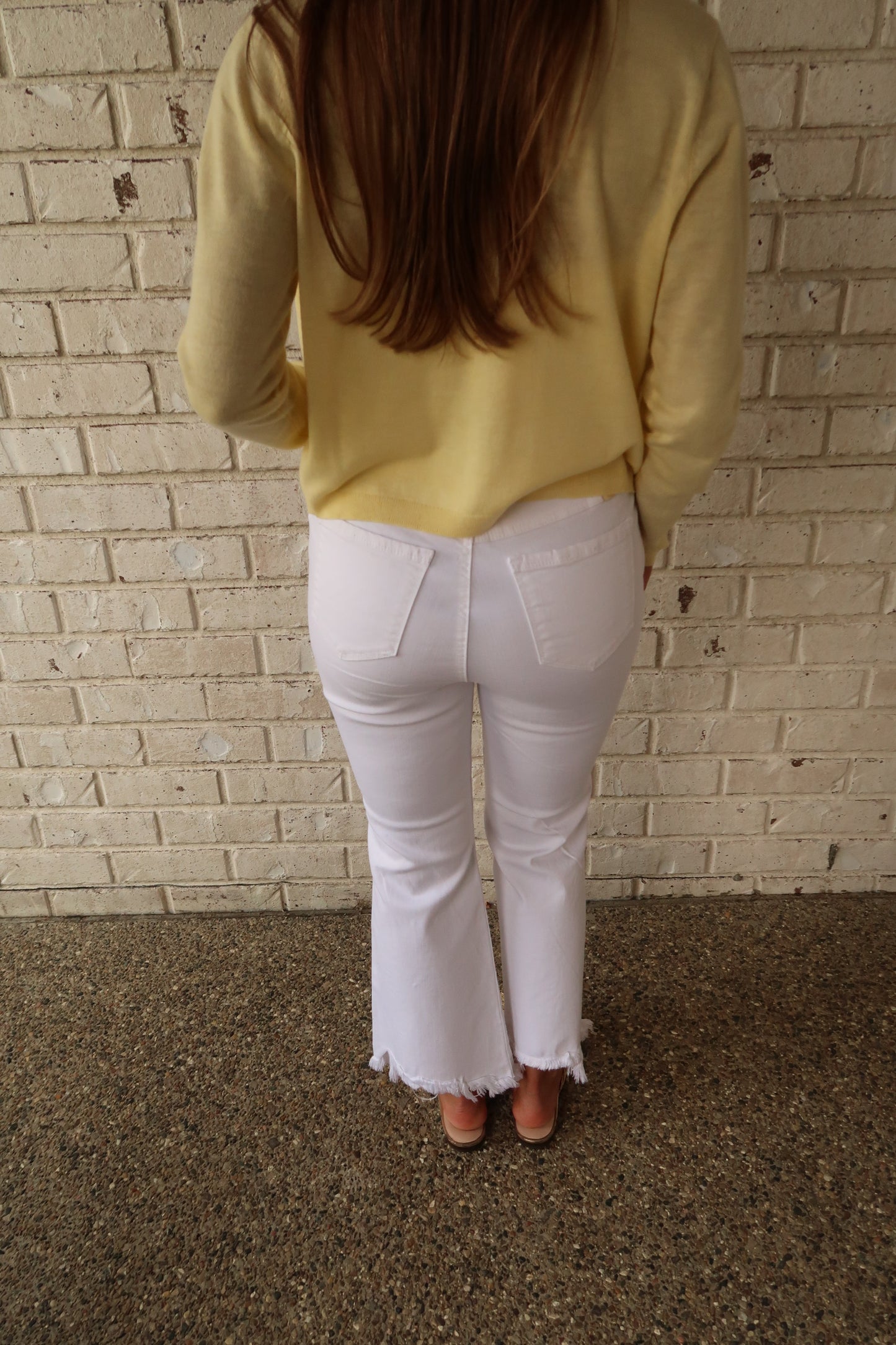White Fray Hem Cropped Jeans