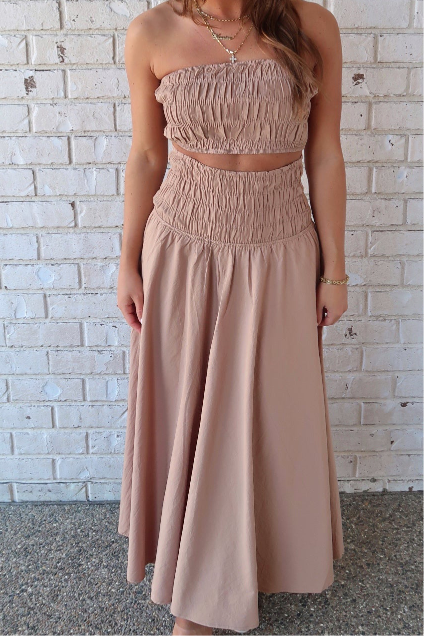 Mocha Smocked Tube Top