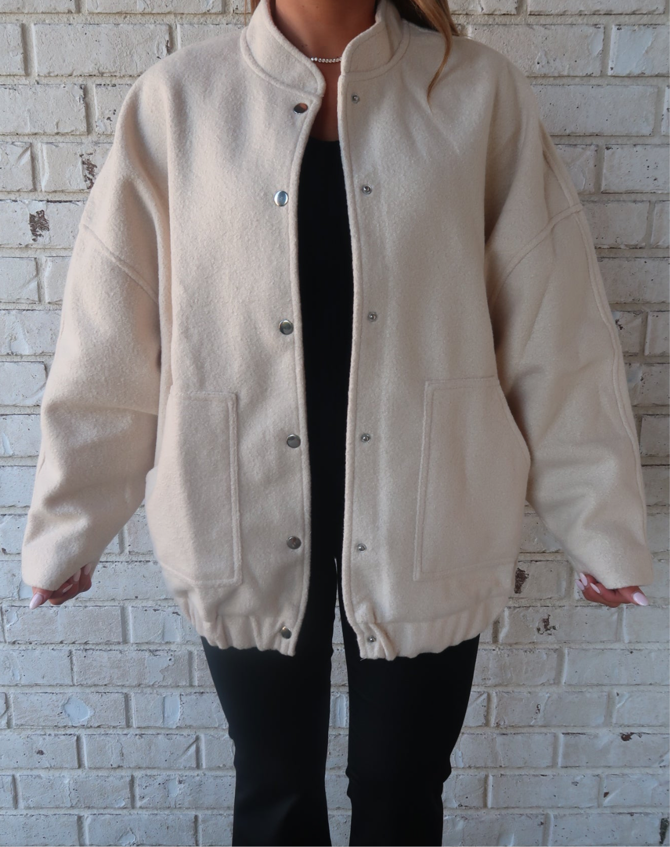 Oversized Woven Jacket - Cream