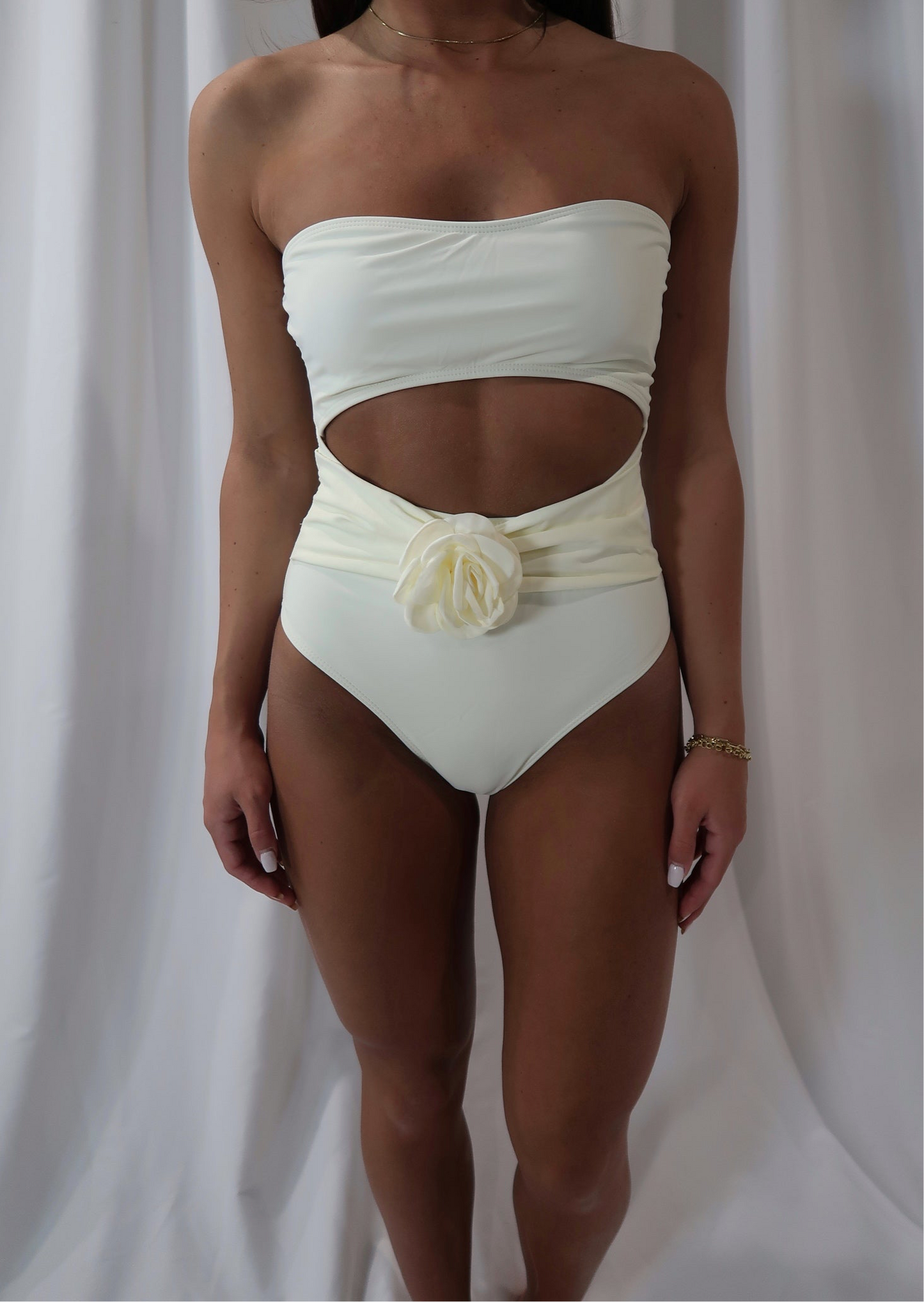 Rose Halter One Piece Swim Suit
