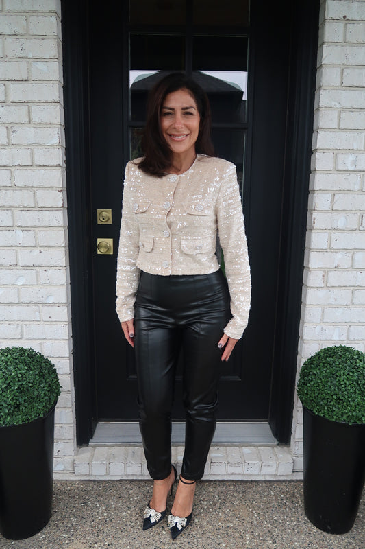 Leather Effect High Waist Pants