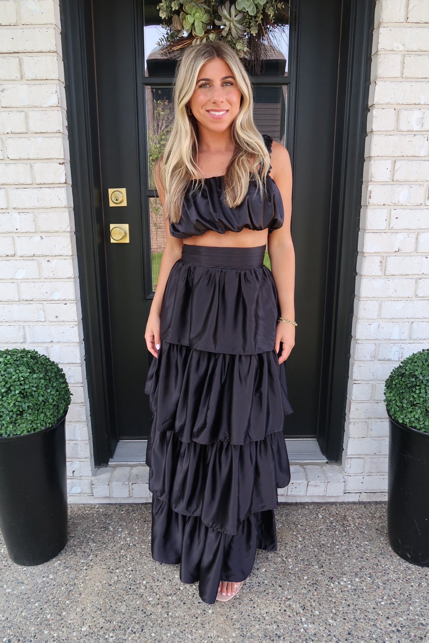 Satin Bubble Crop Top
