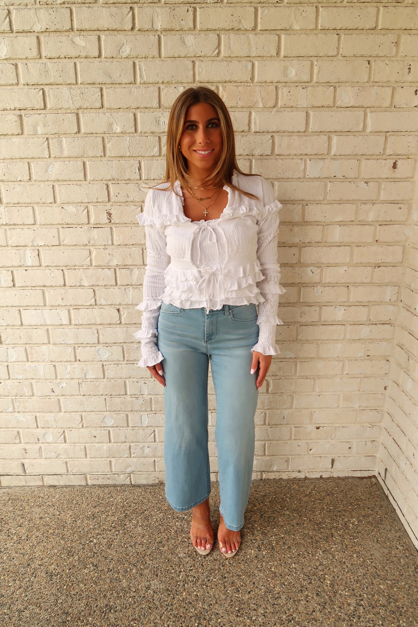 White Crochet Strapless Top