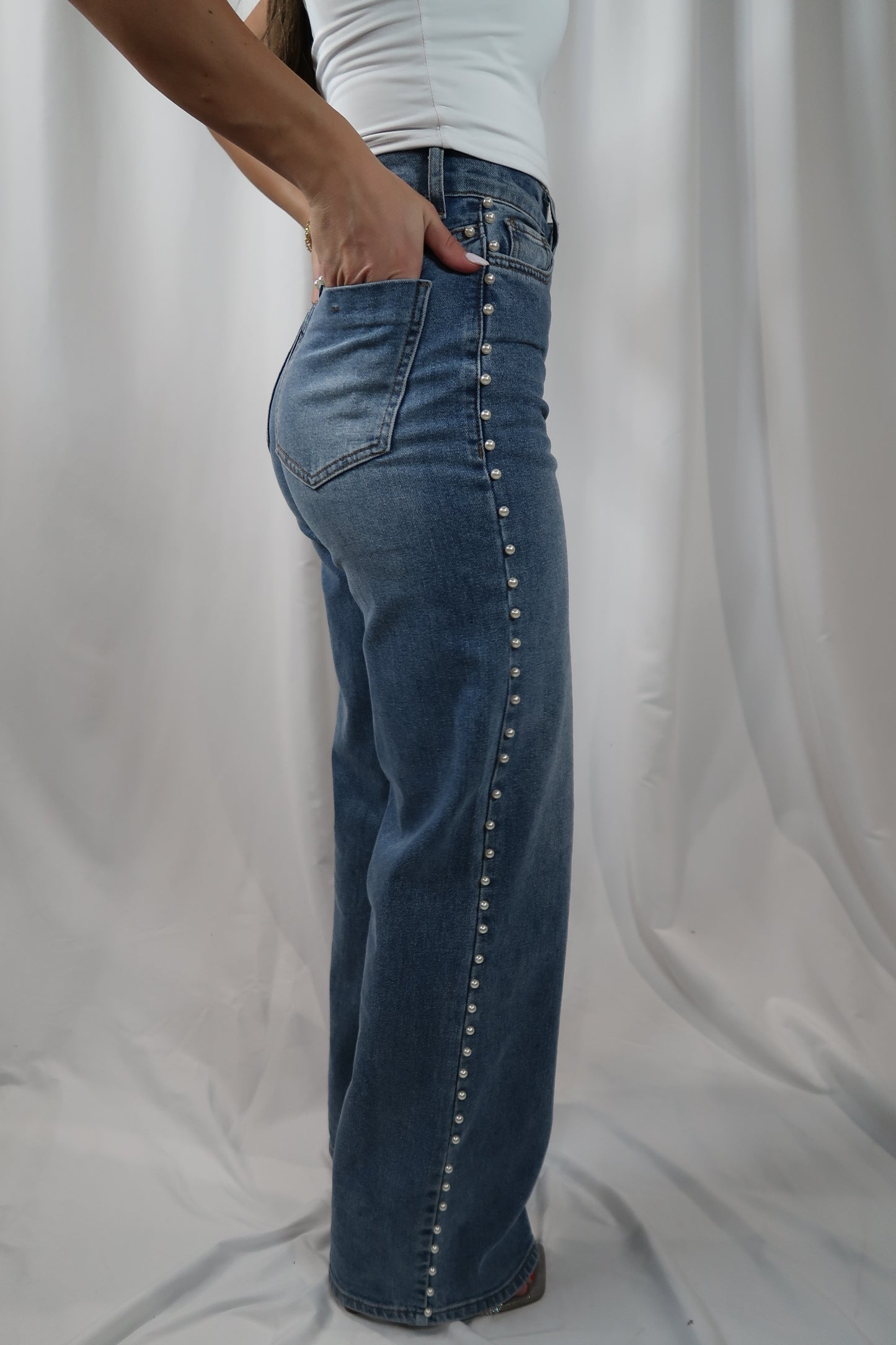 High Rise Pearl Jeans