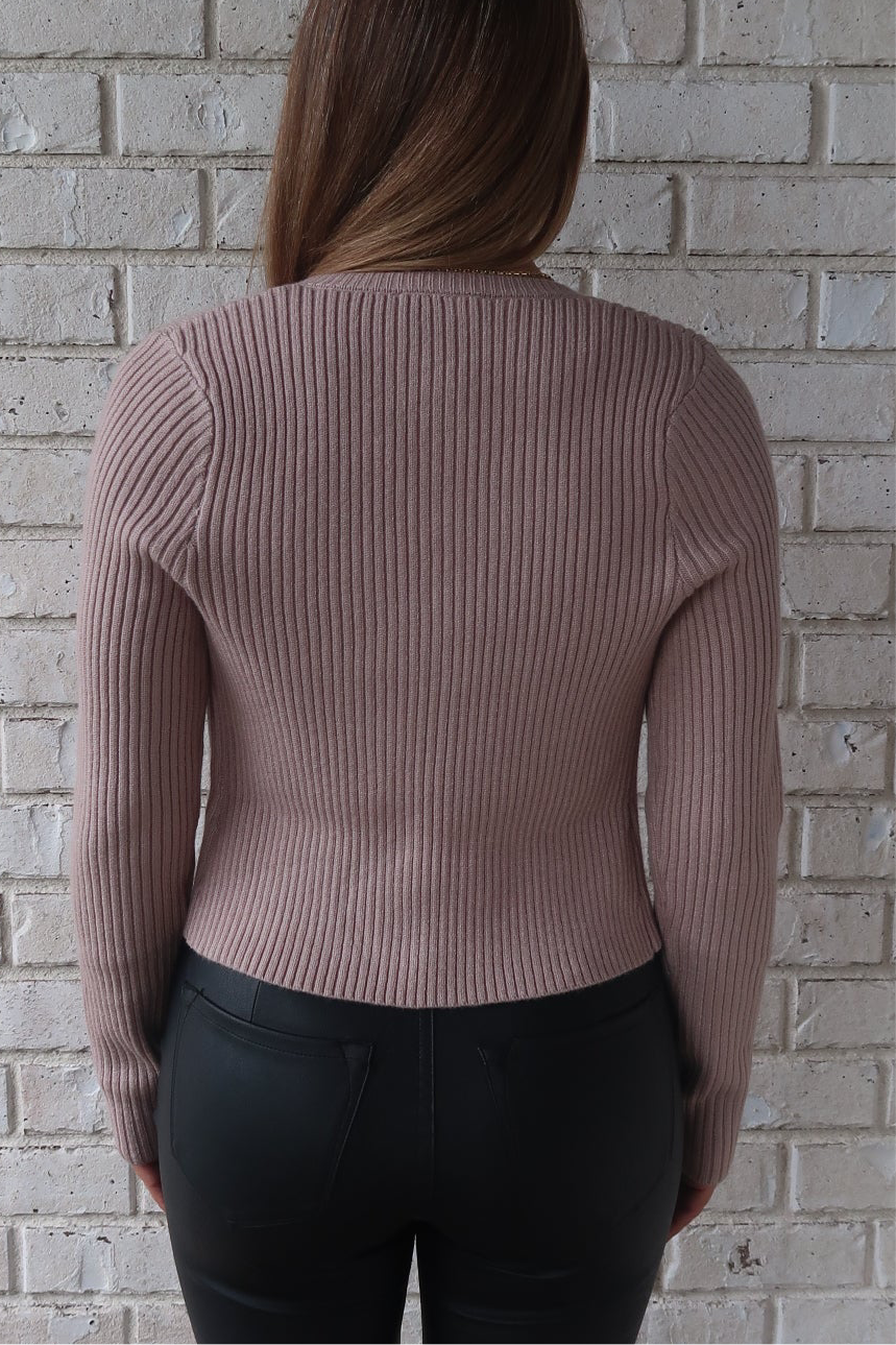Rib Knit Cardigan - Mocha