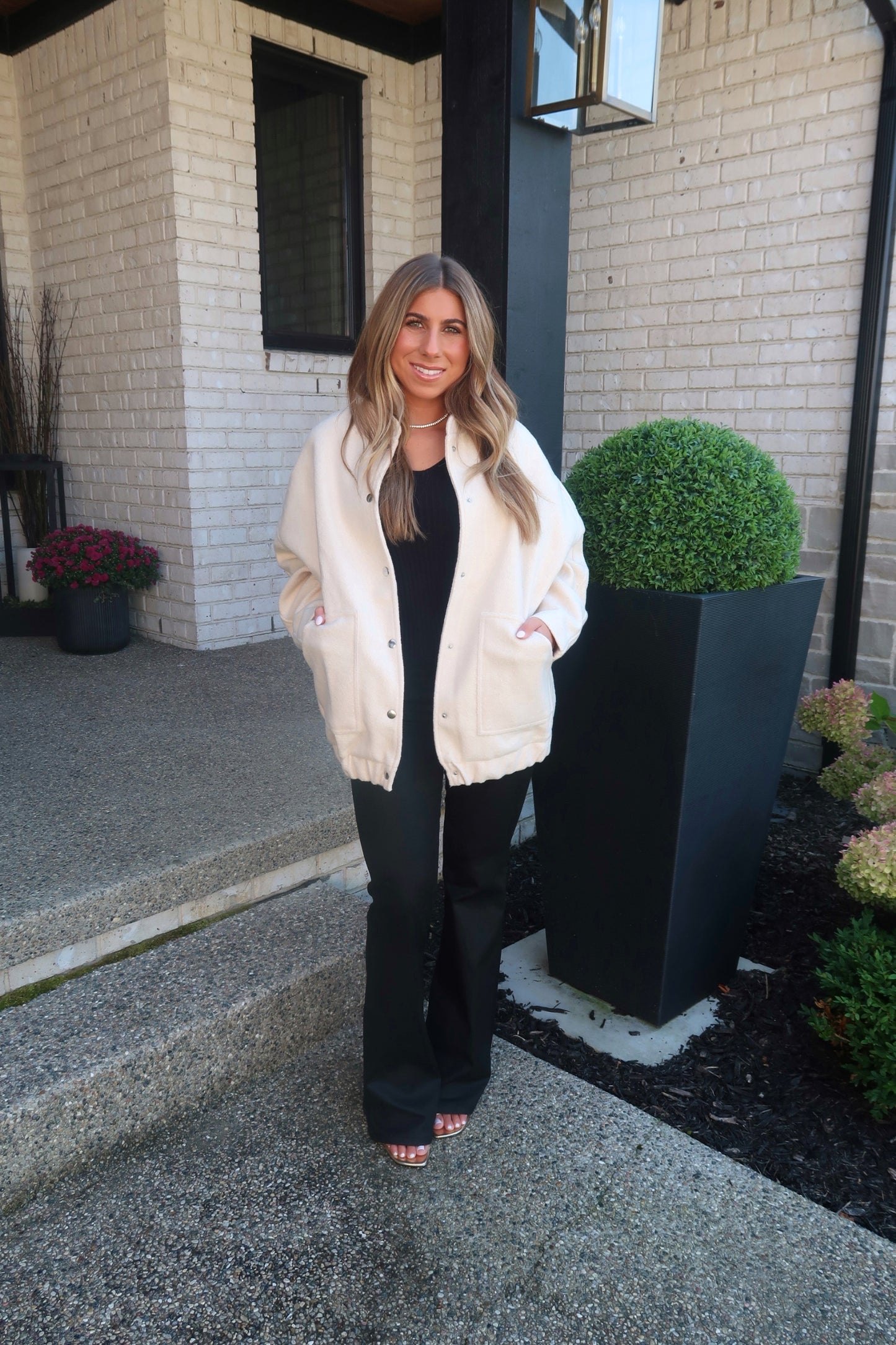 Oversized Woven Jacket - Cream