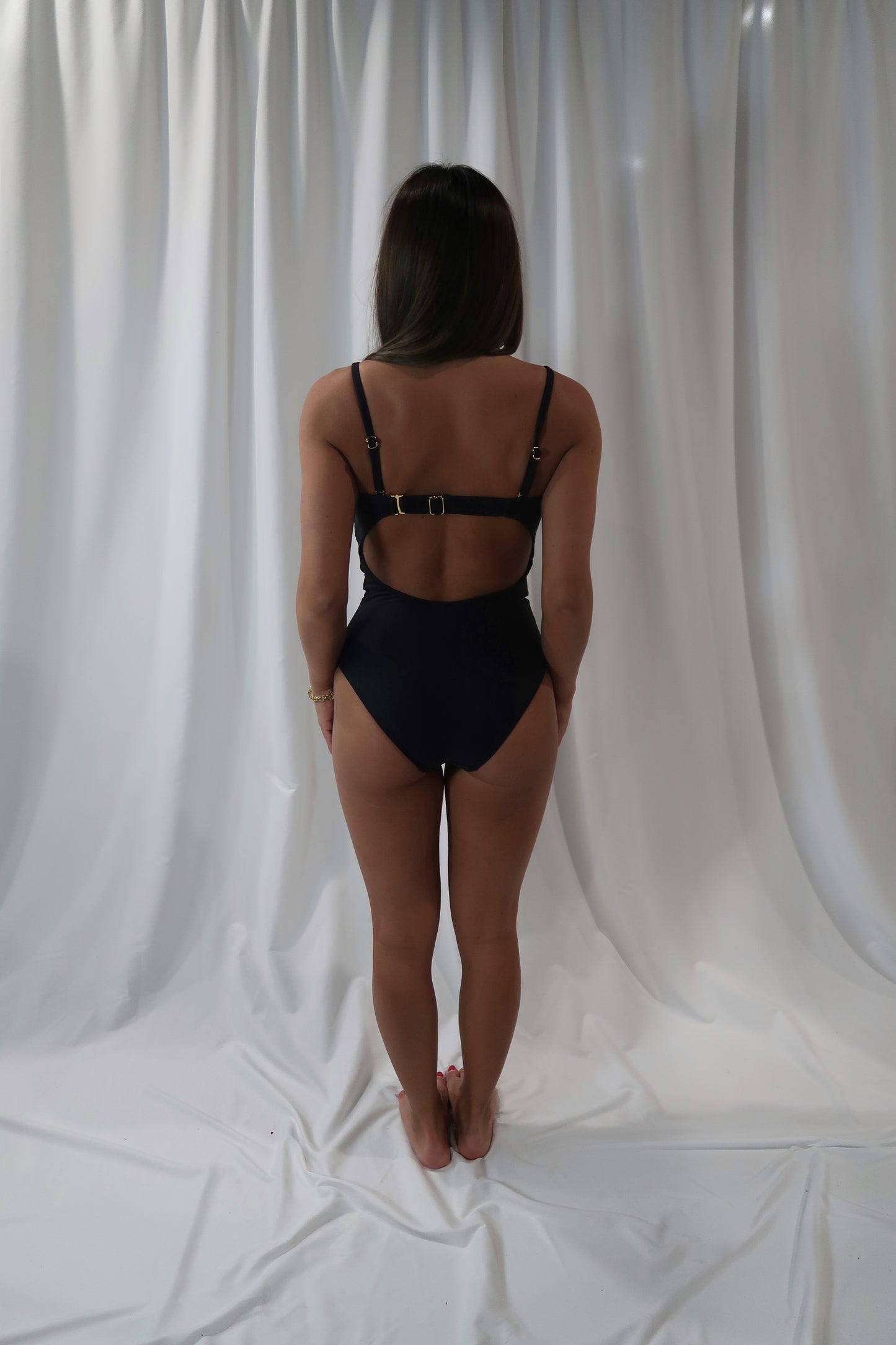 Gold Detail Black One Piece Swim Suit