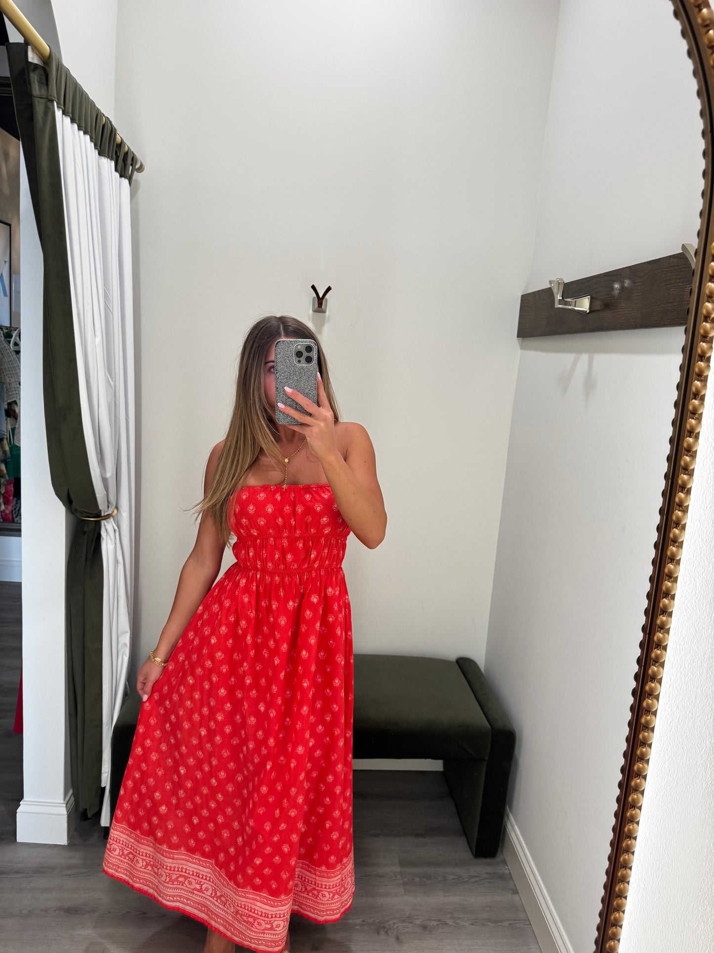 Coral Flowy Maxi Dress