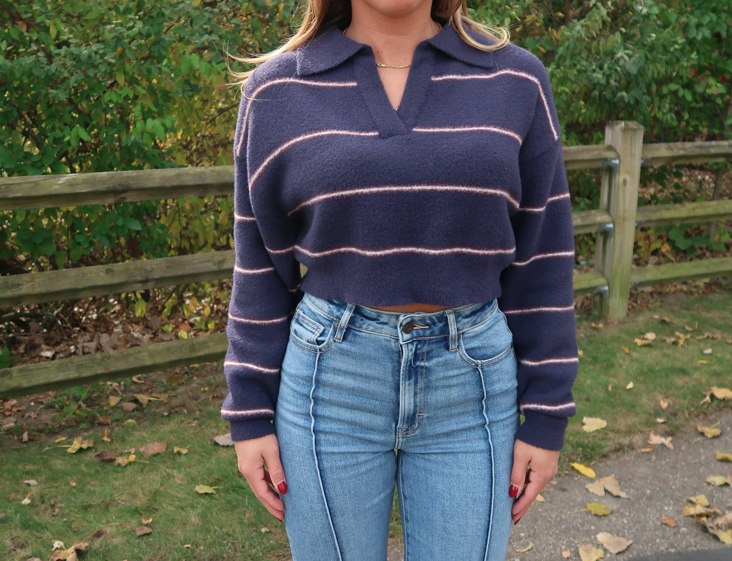 Midnight Stripe Collared Sweater