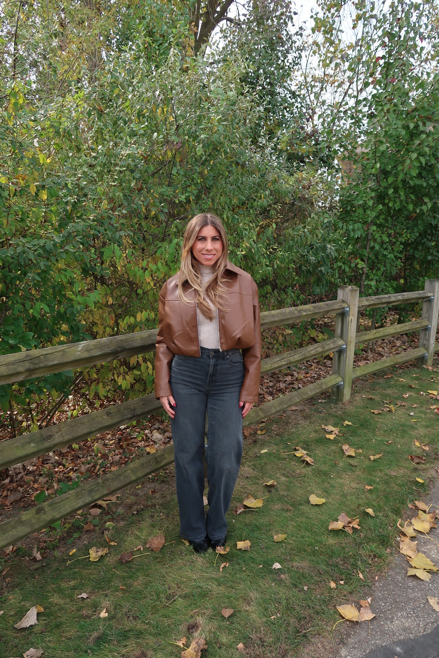 Chestnut Pleated Cropped Jacket