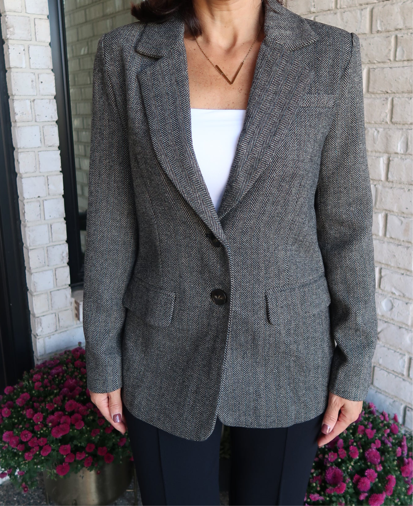 Classic Herringbone Blazer