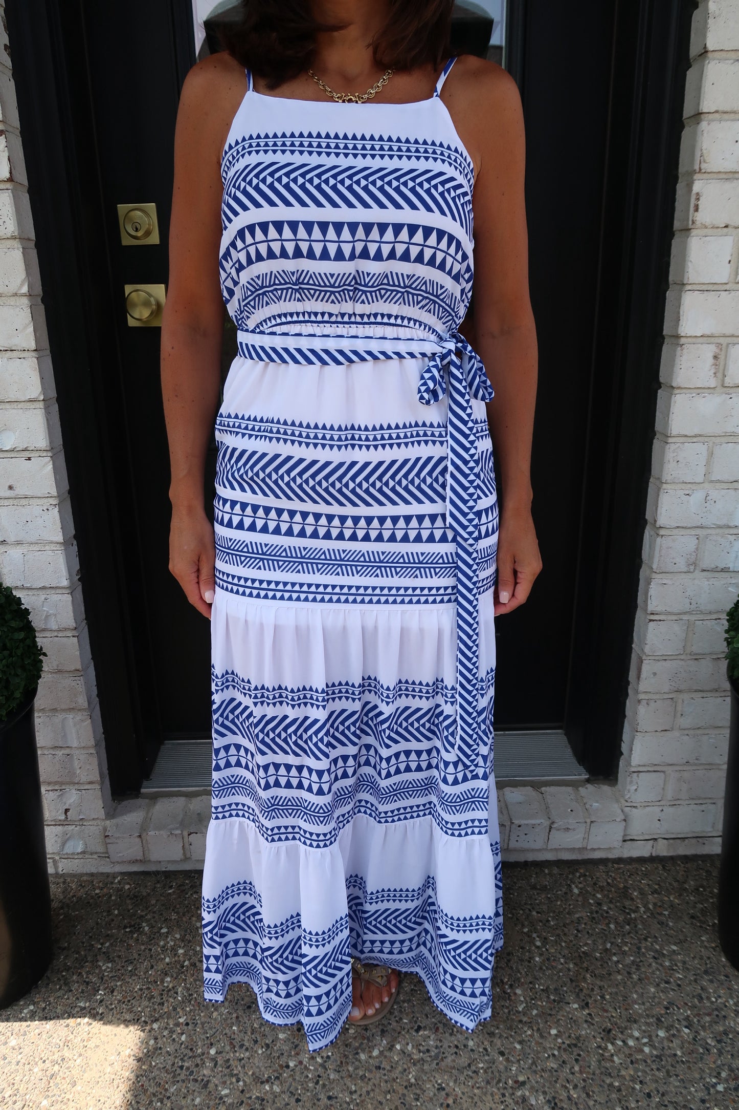 Blue Pattern Maxi Dress